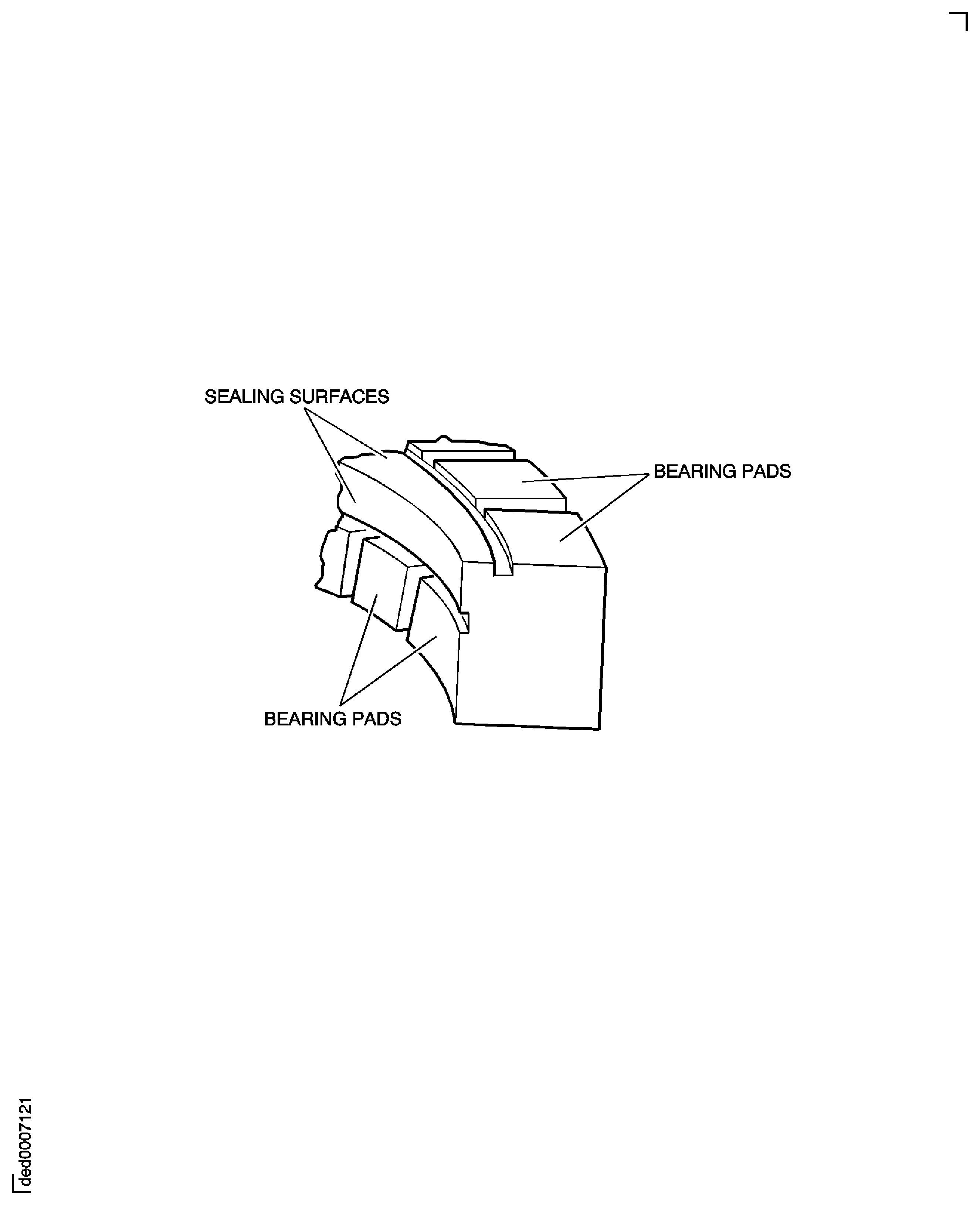 Section Of Carbon Seal Ring To Show Location Of Bearing Pads And Seal Surfaces Fig. 70-21-04-990-001