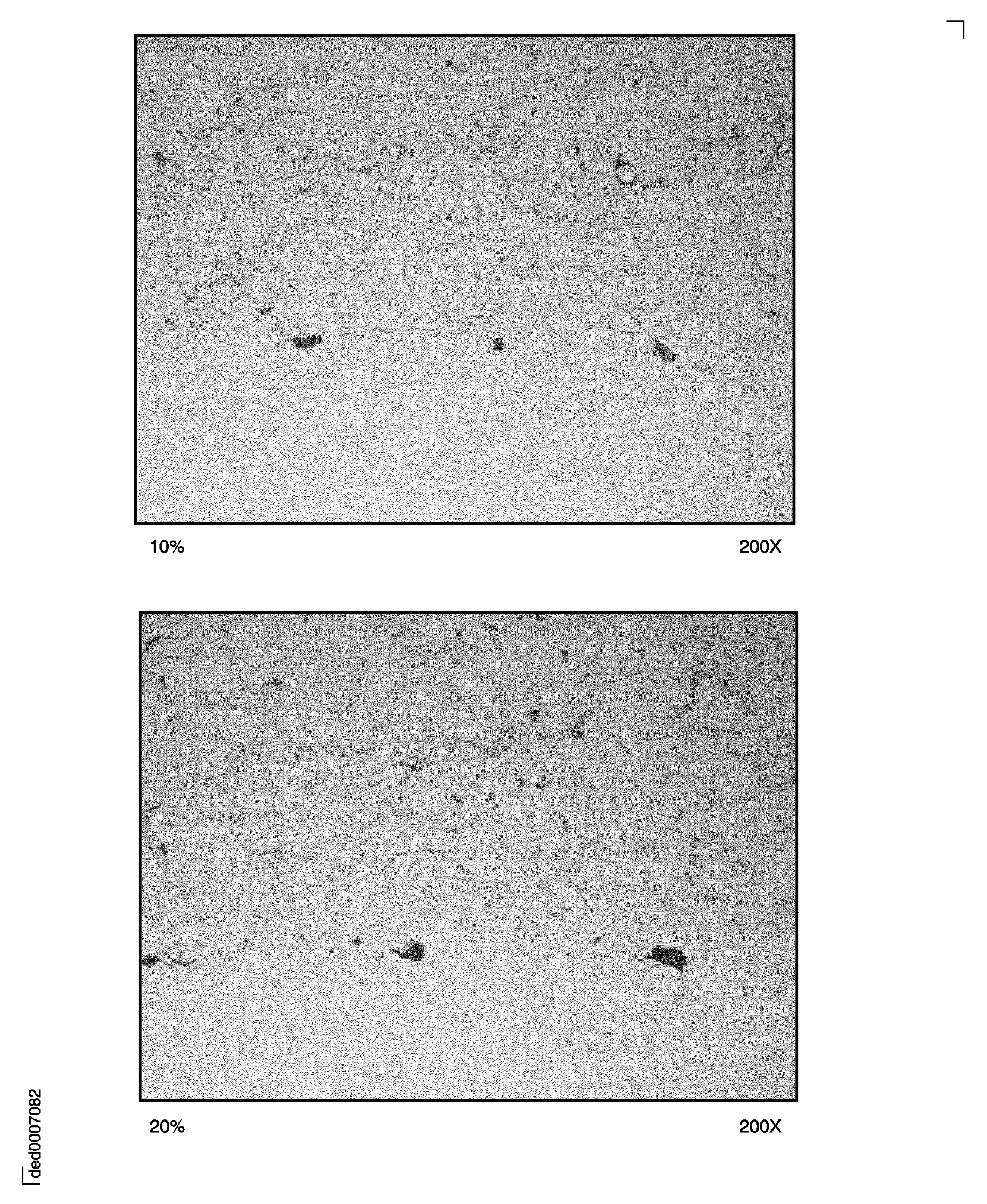Examples of interface contamination: The amount of contamination in the top picture is 10 percent and in the bottom picture 20 percent.