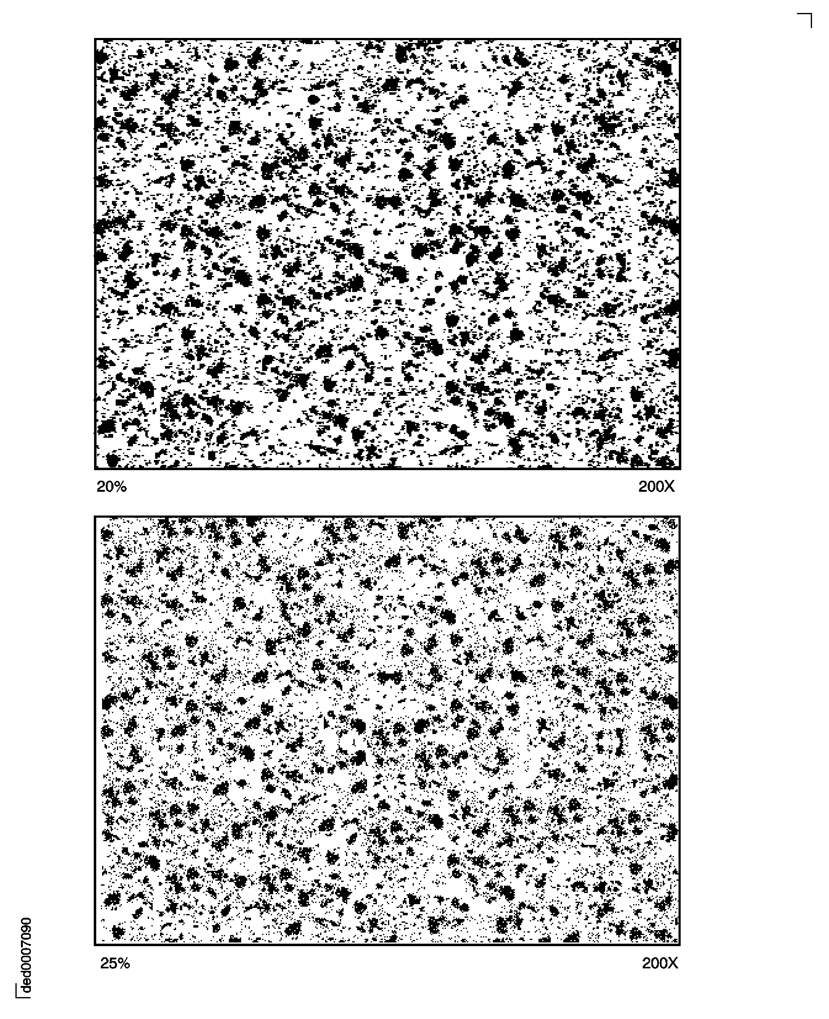 Porosity: Pore size 20 microns; the amount of porosity in the top picture is 20 percent and in the bottom picture 25 percent.