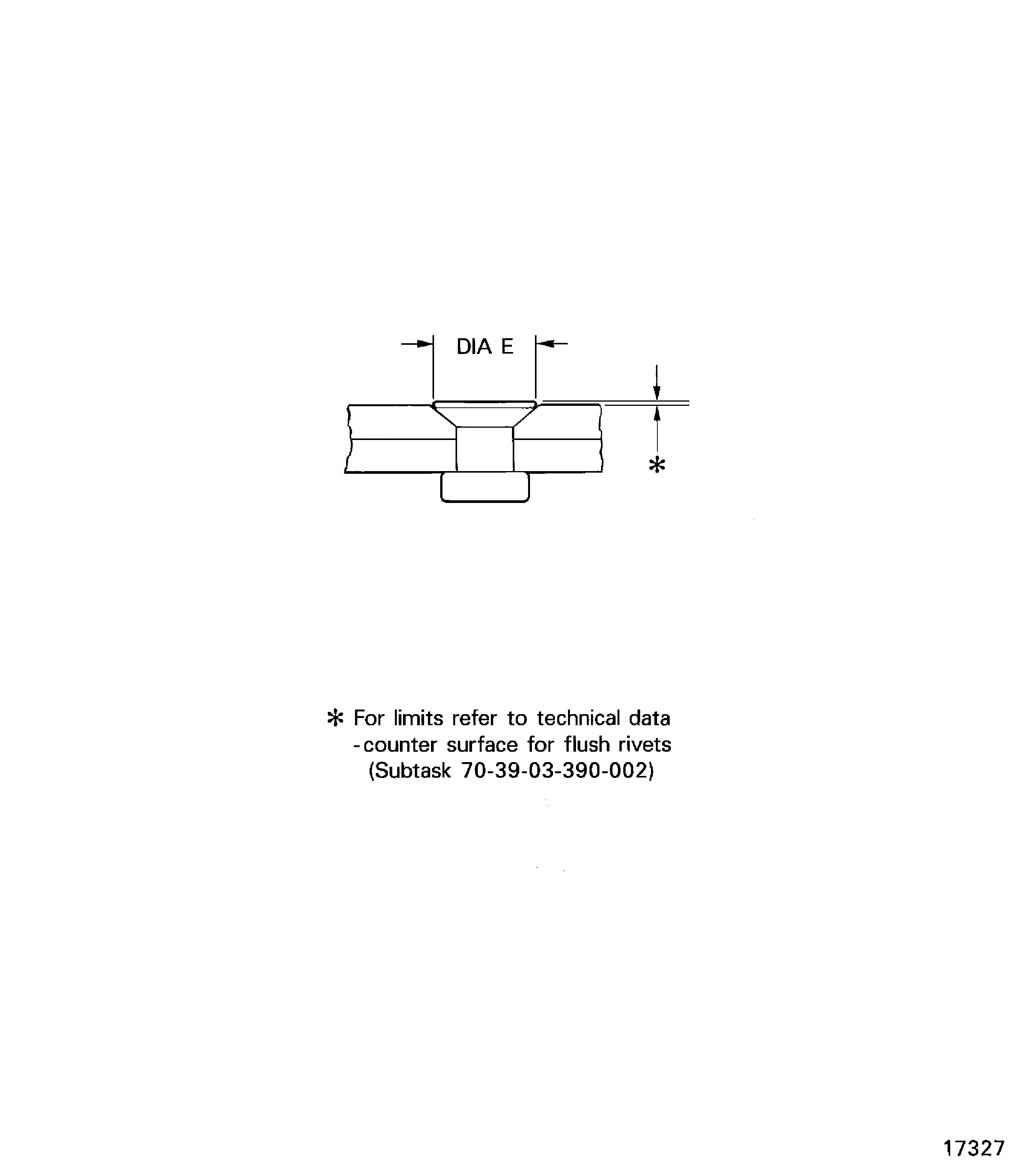 Minimum head diameter when manufactured rivet head is shaved