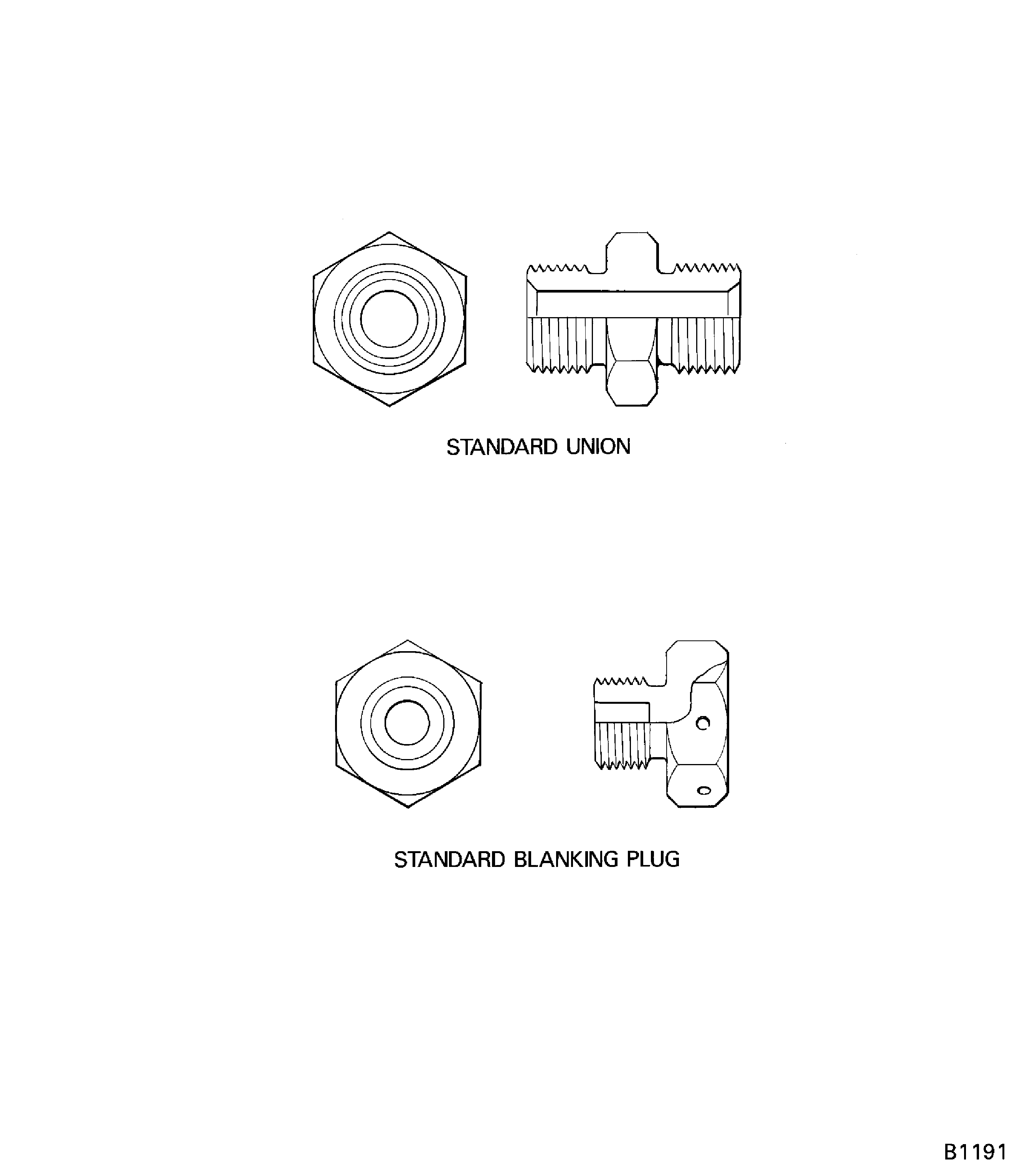 Standard unions and blanking plugs