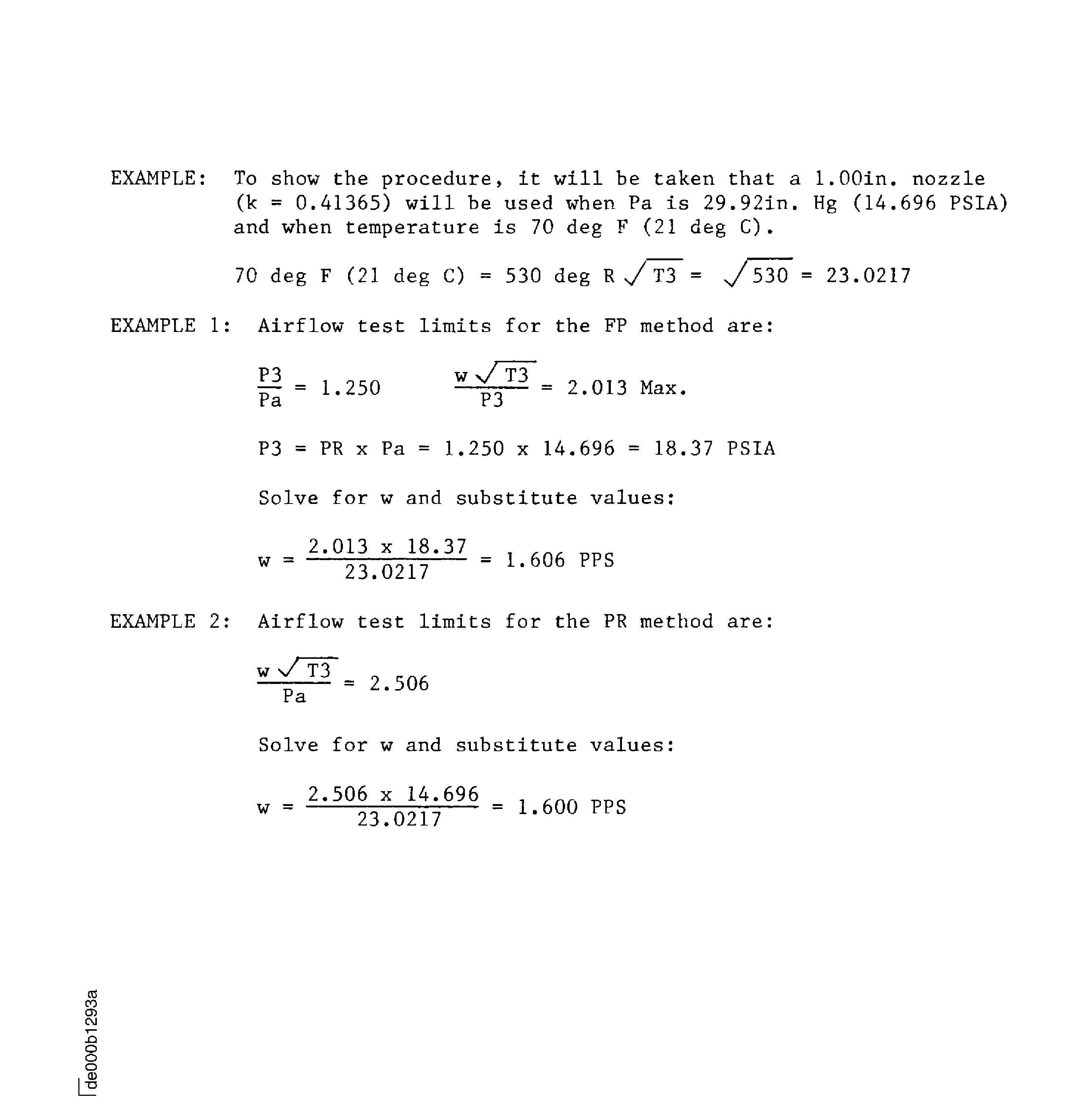 Conversion of airflow test limits to airflow in PPS