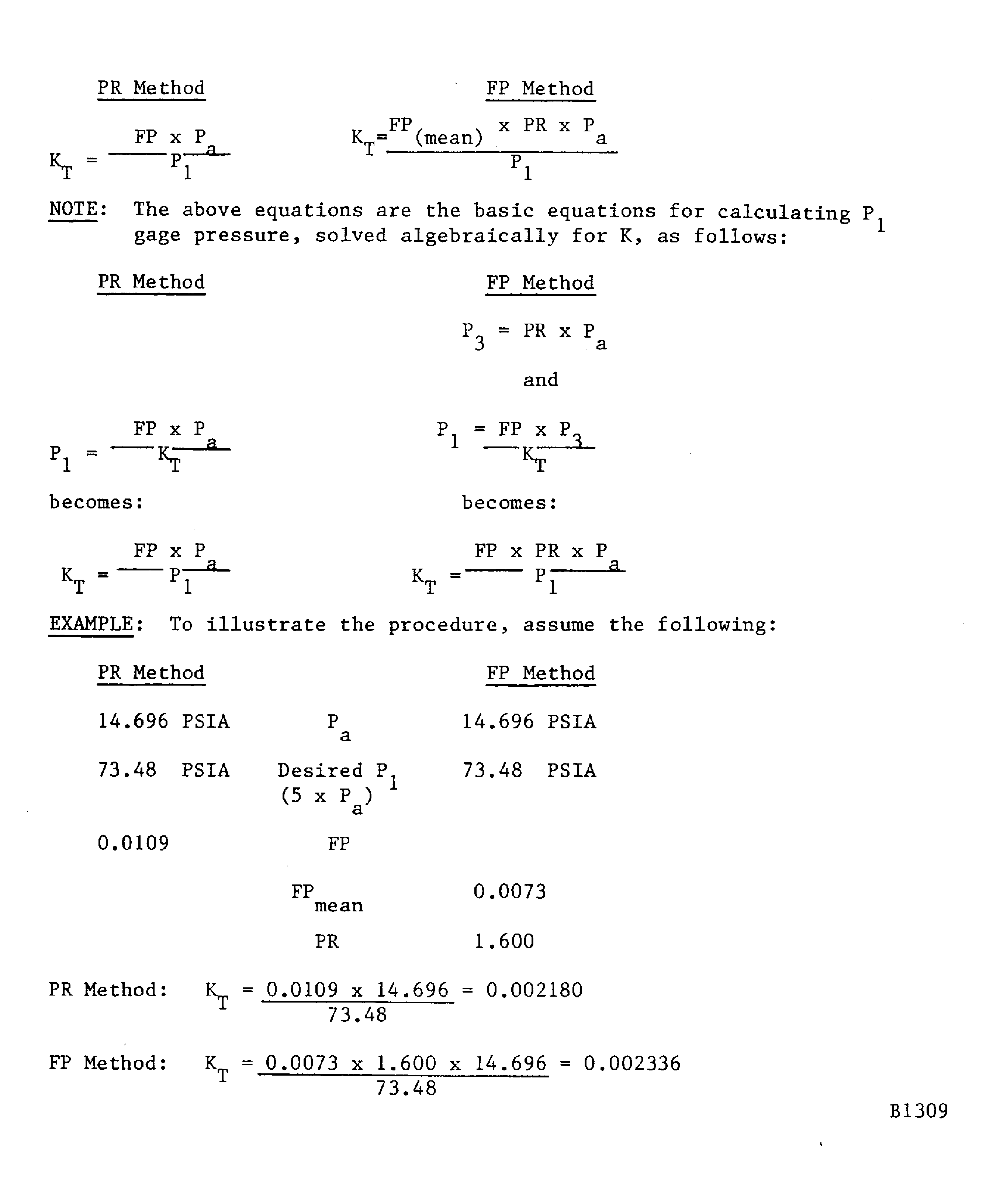 Calculation of total K-factor PR and FP procedures