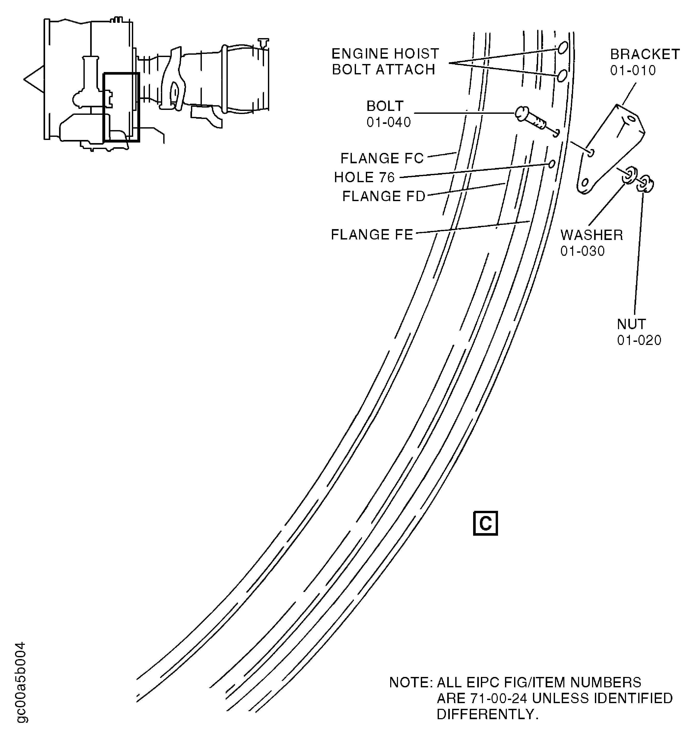 Install the Lower Fan Case Brackets - Left Side