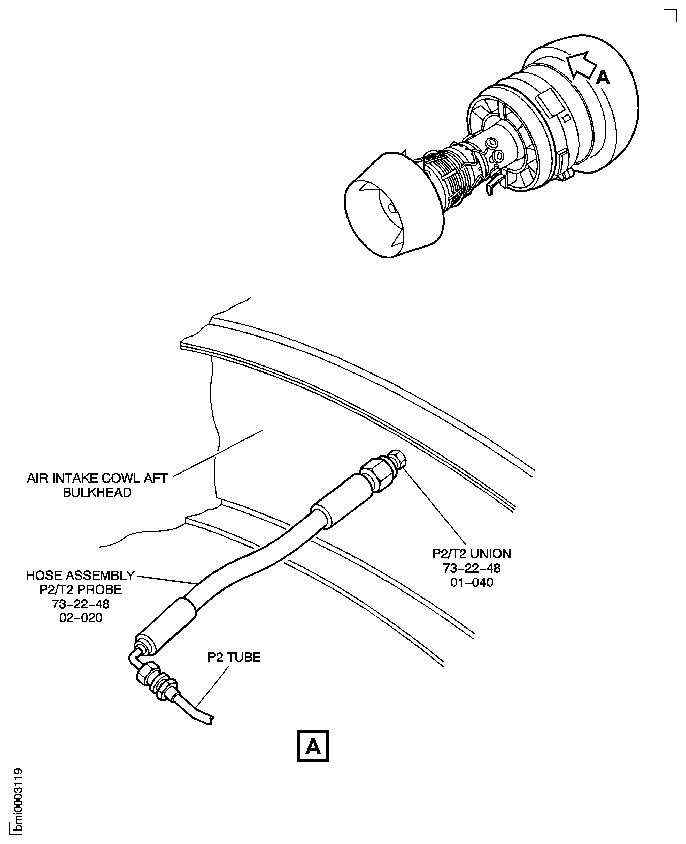 Install the P2/T2 Probe Hose Assembly