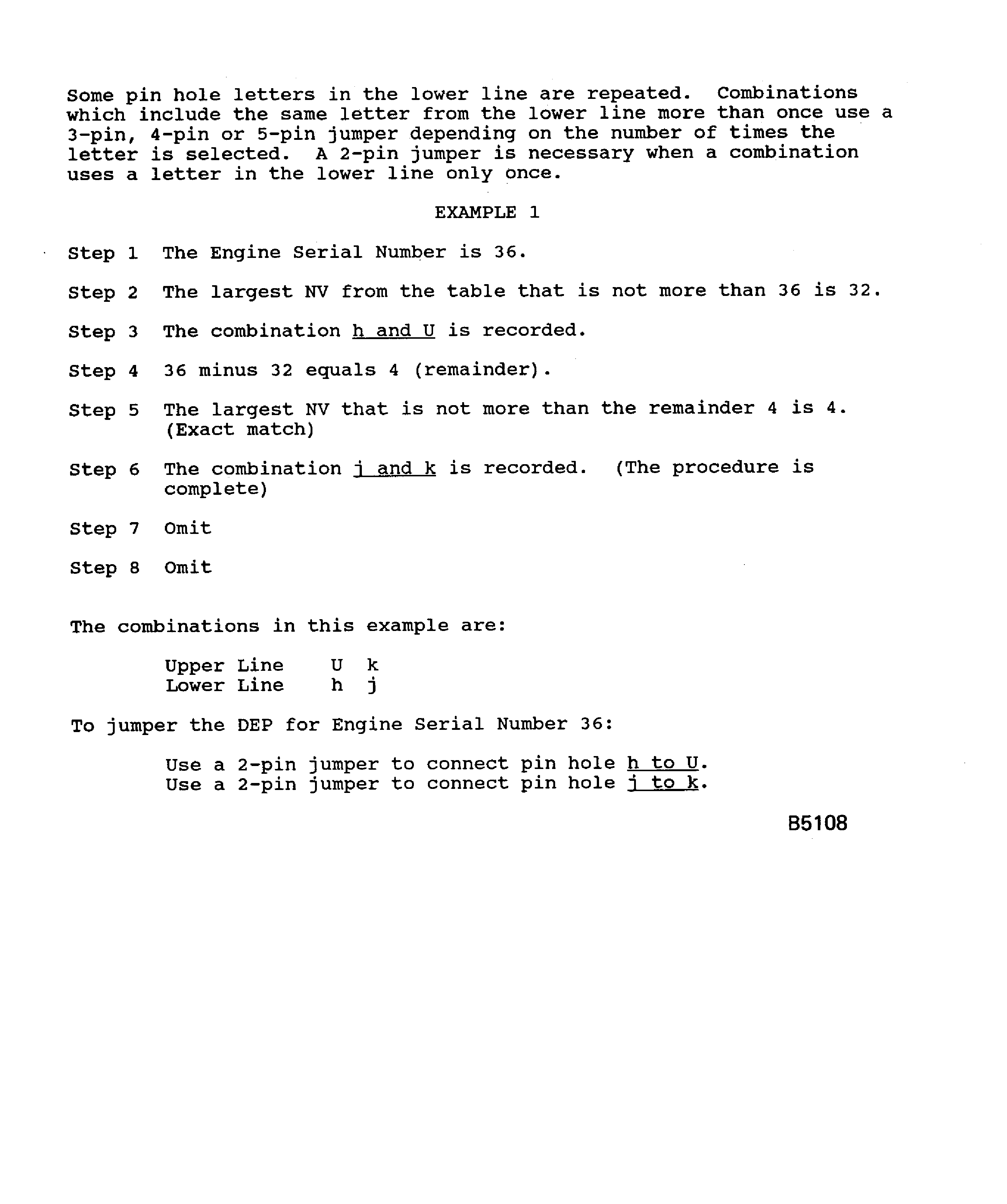 Data entry plug pin selection procedure for Engine Serial No.