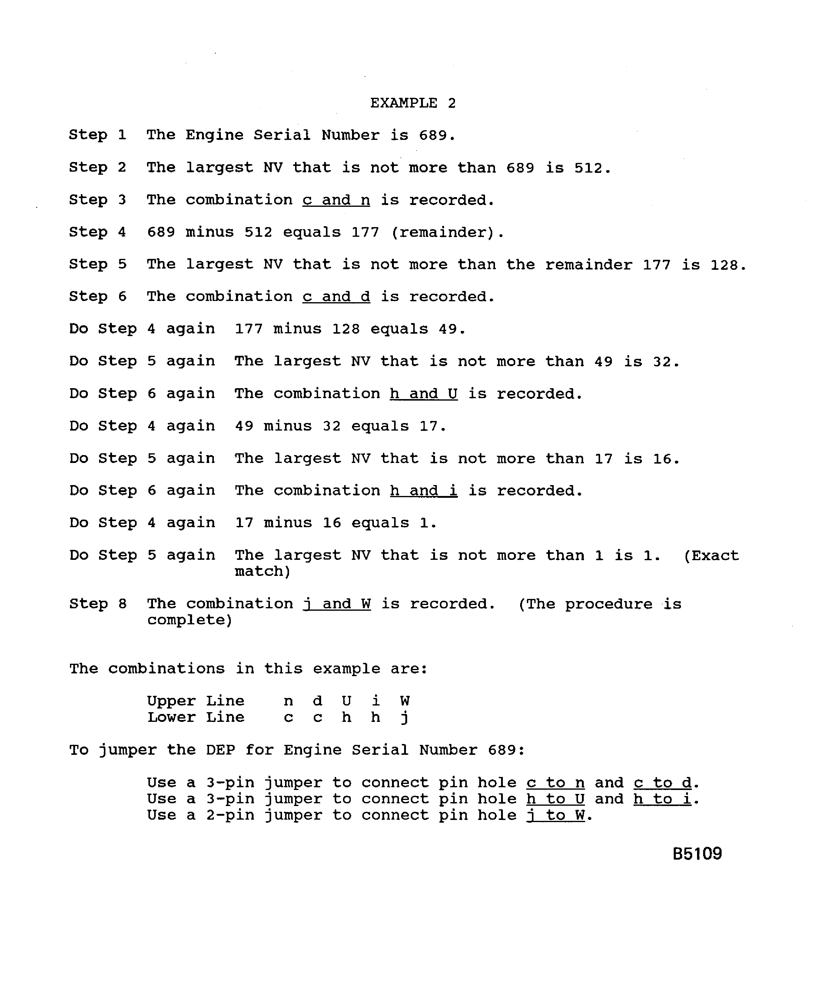 Data entry plug pin selection procedure for Engine Serial No.