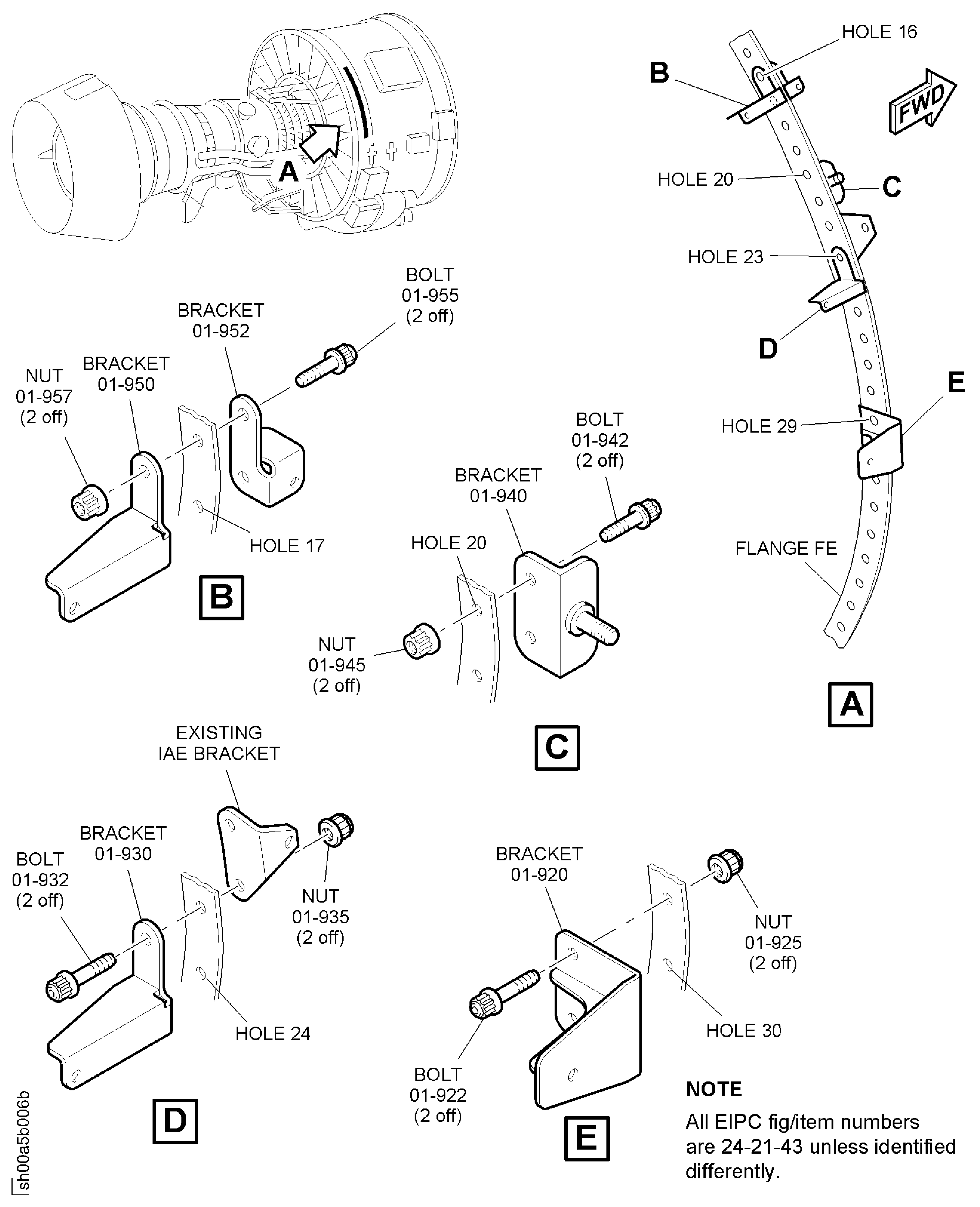Install the Upper Fan Case Brackets - Right Side