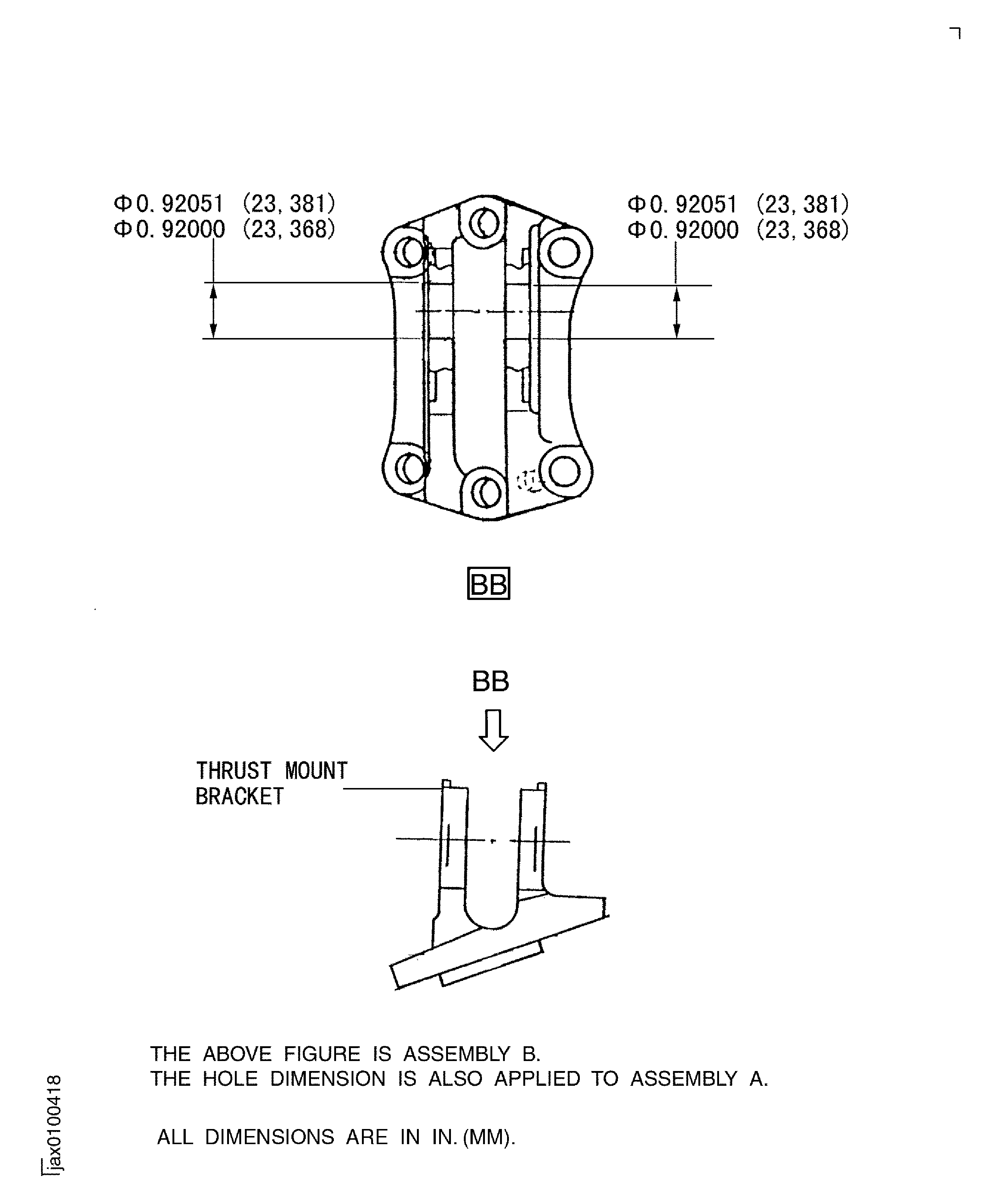 Dimension requirement without bush - Assembly A and Assembly B