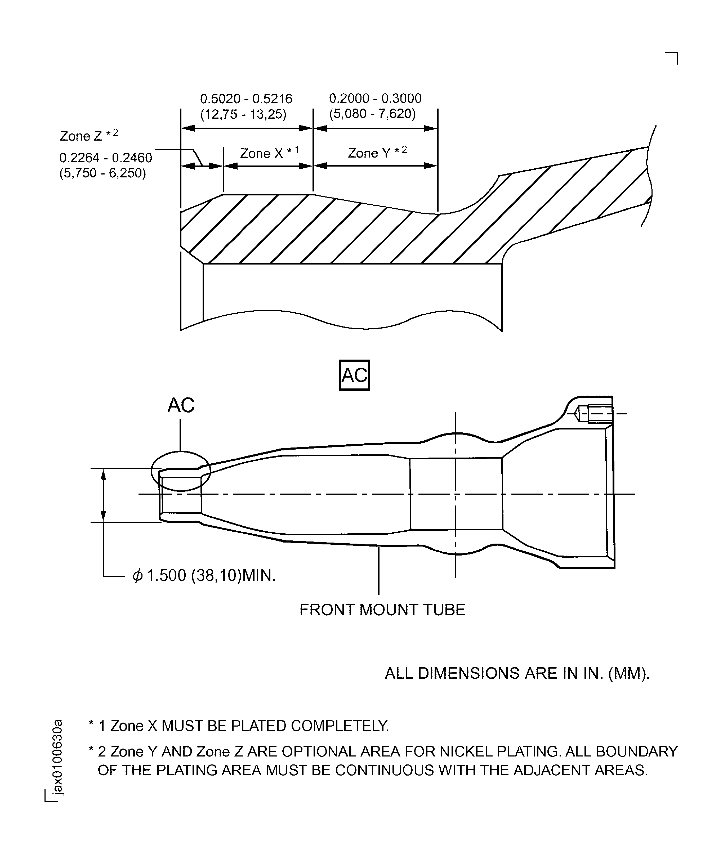 Repair details and dimensions (Plating)