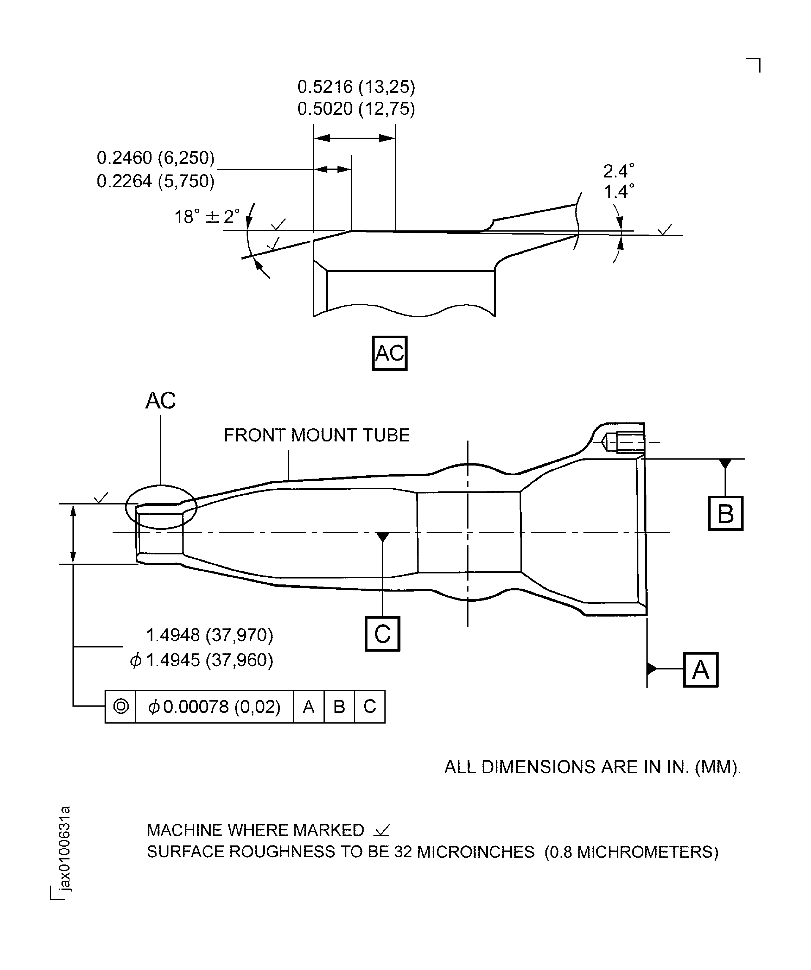 Repair details and dimensions (After plating)