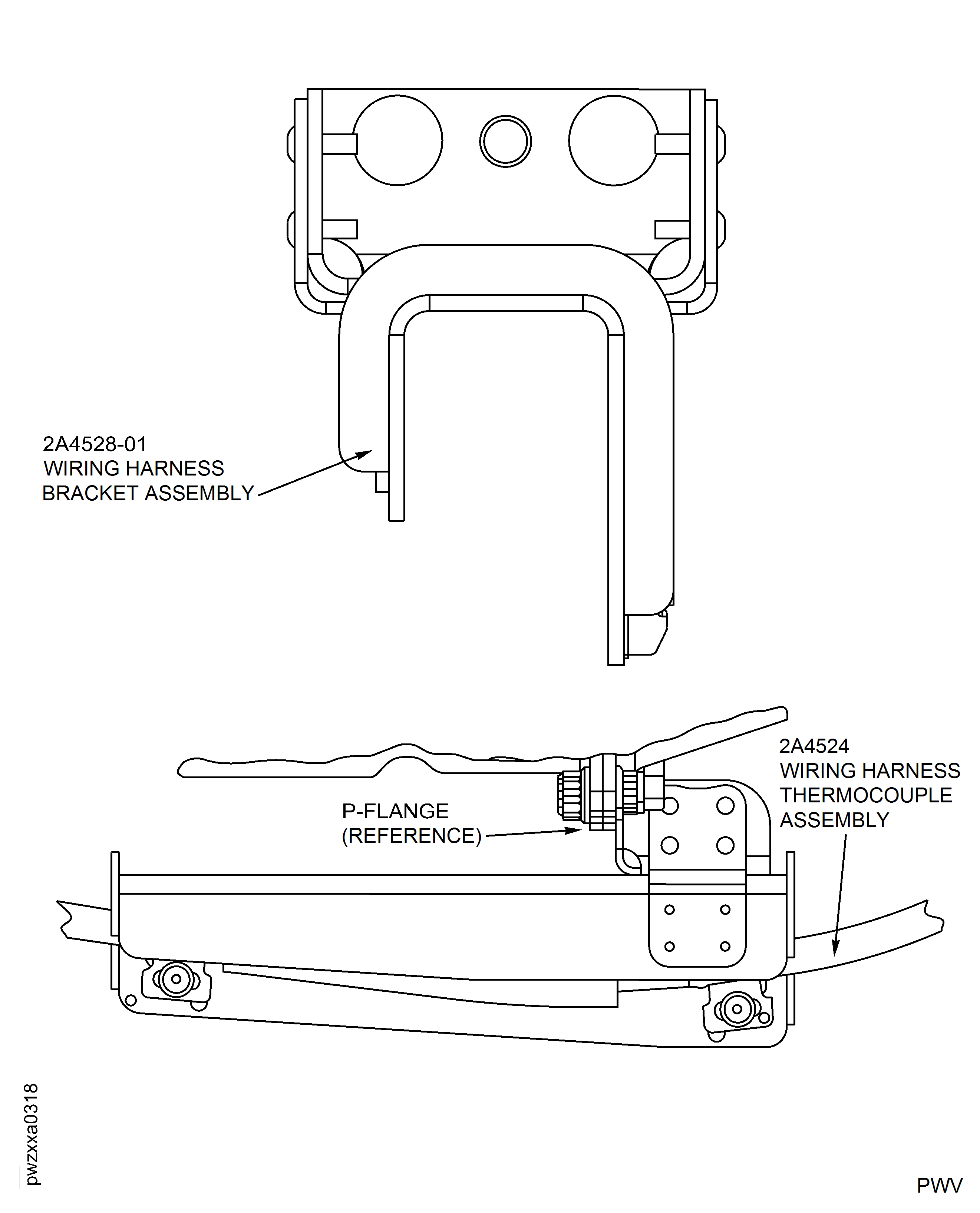 EGT Wiring Harness Bracket Assembly (Water Shield) Inspection Location