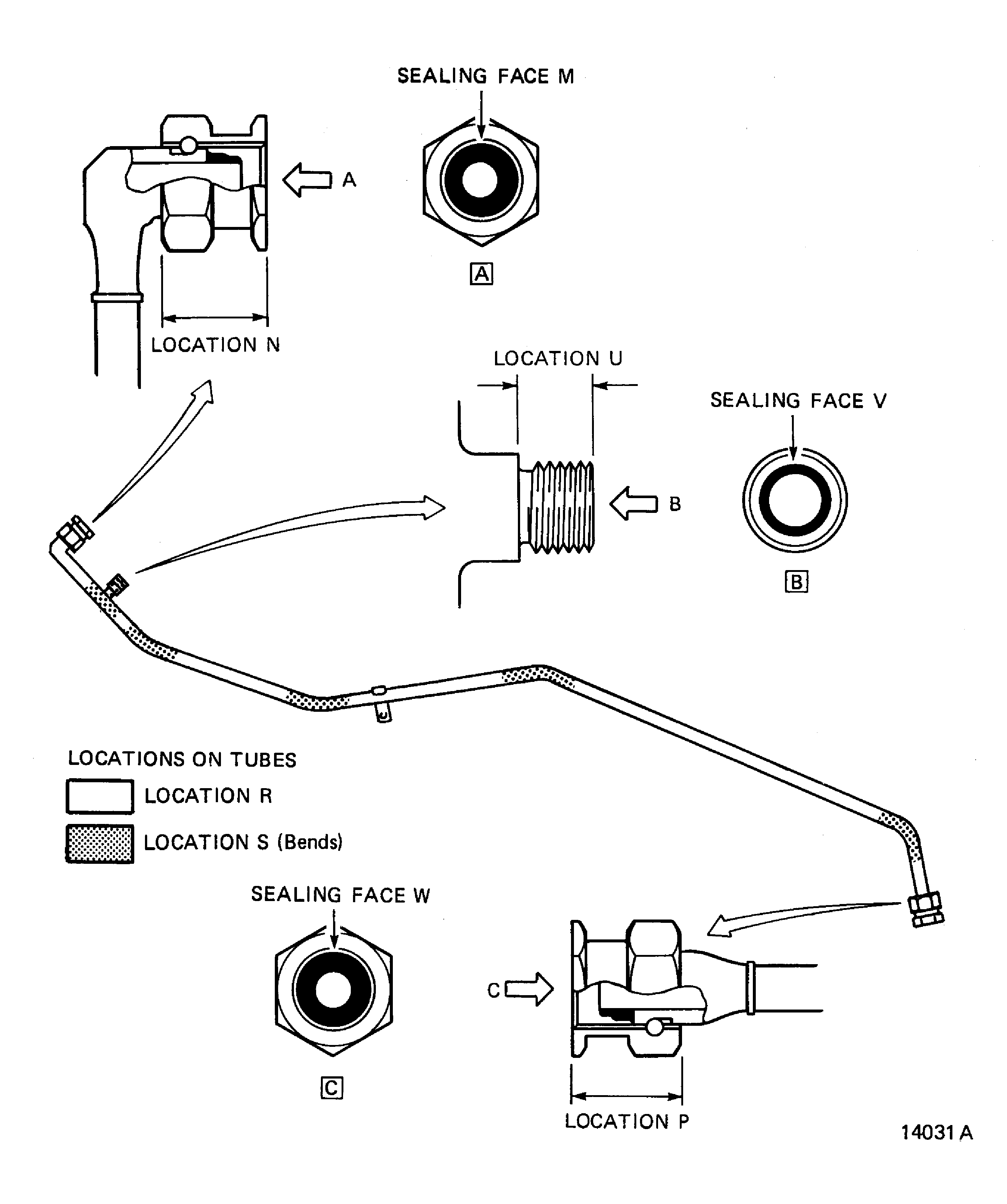 Locations on the Fuel Drain Tube (01-500)