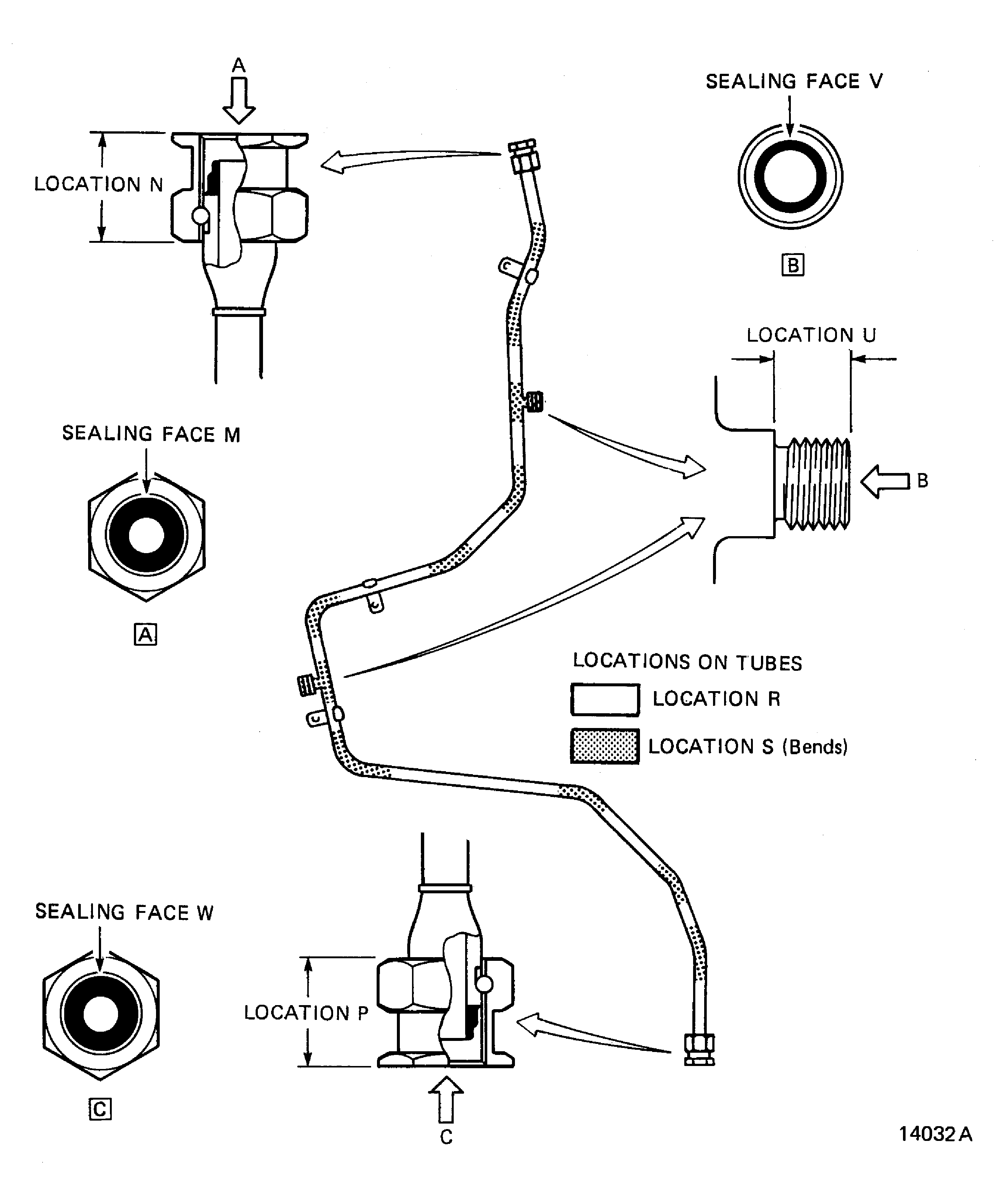 Locations on the Fuel Drain Tube (02-500)