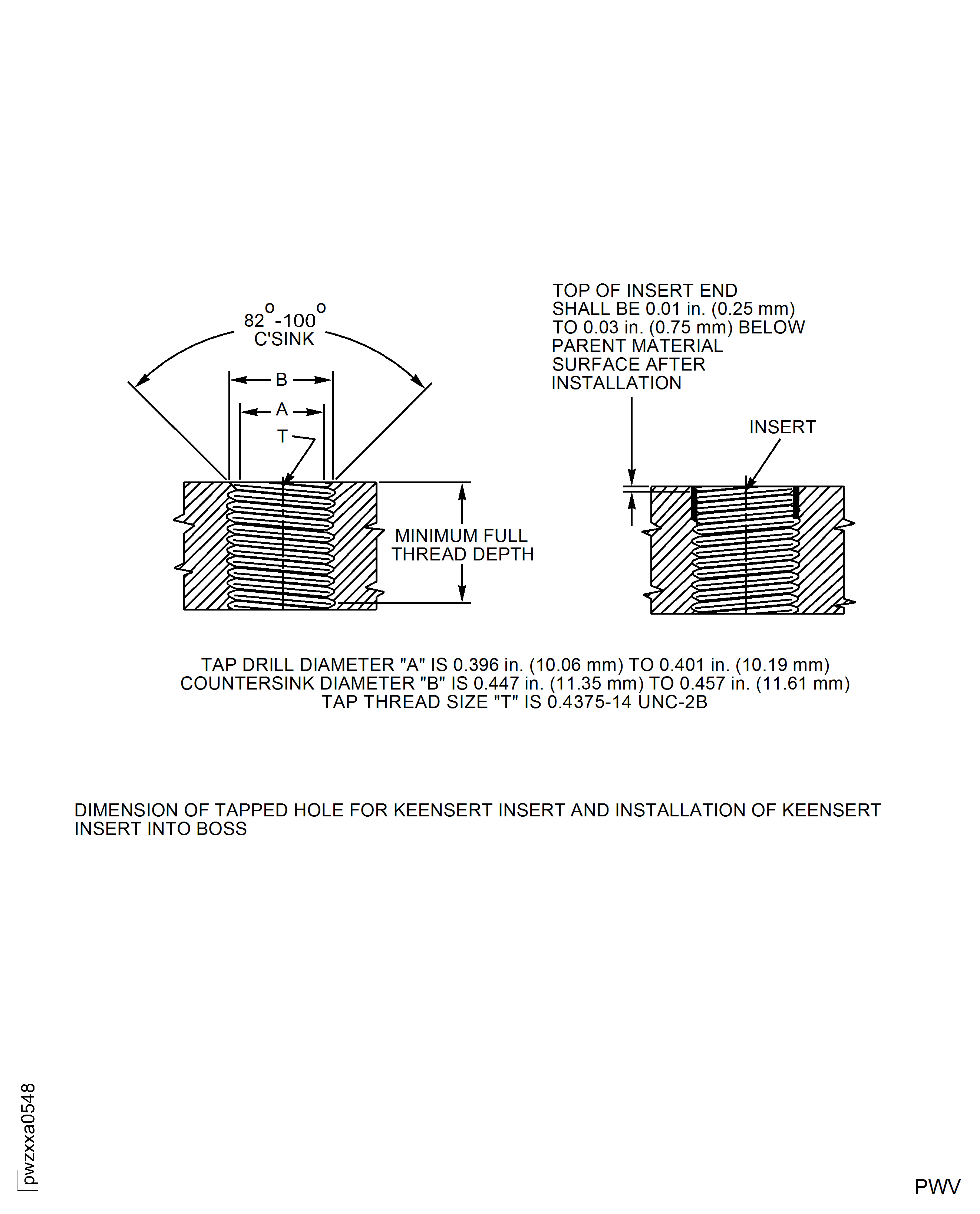 Dimensions for the Tapped Insert Hole using MS51831CA202L