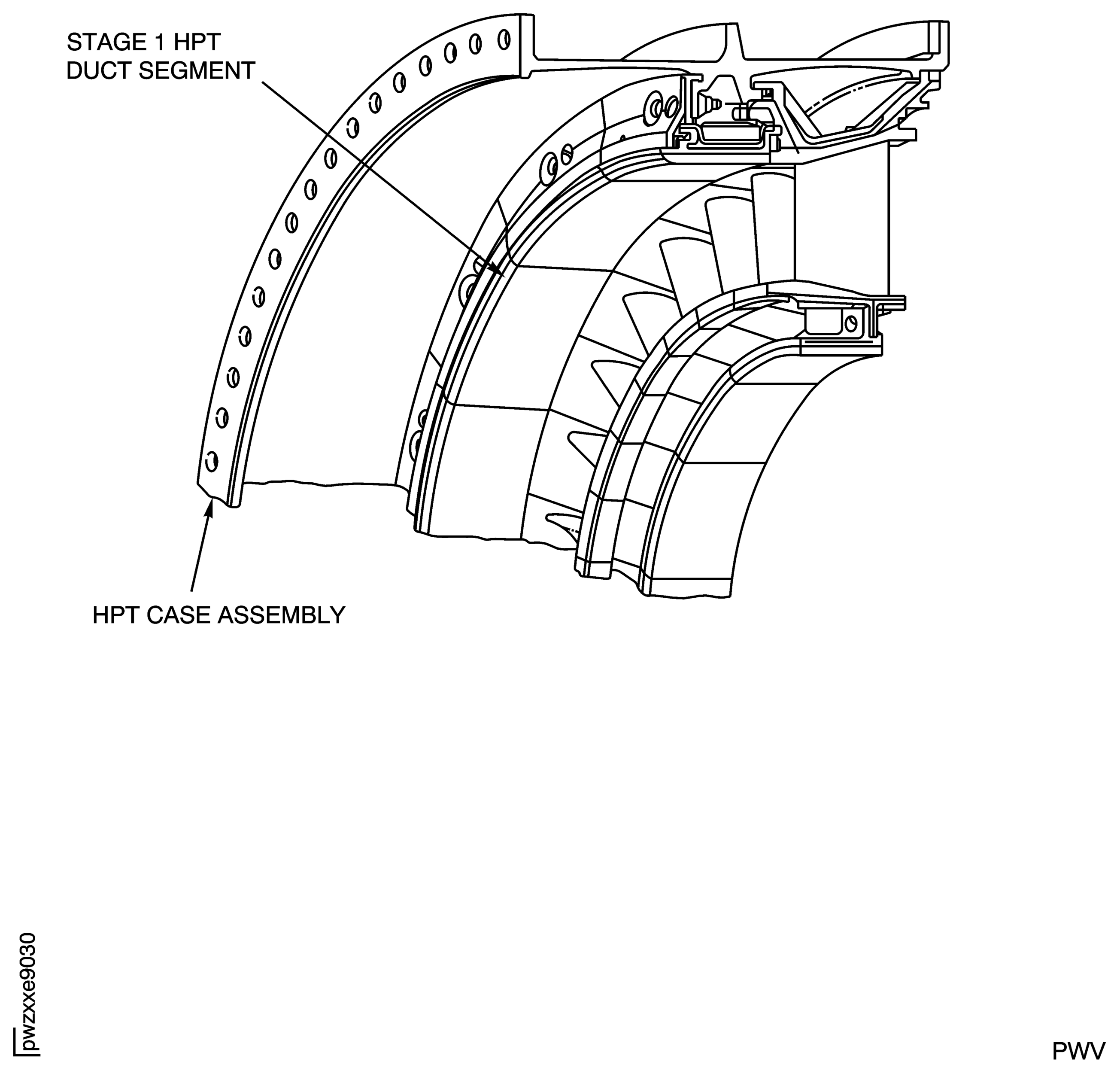 Stage 1 HPT Duct Segment Inspection Locations