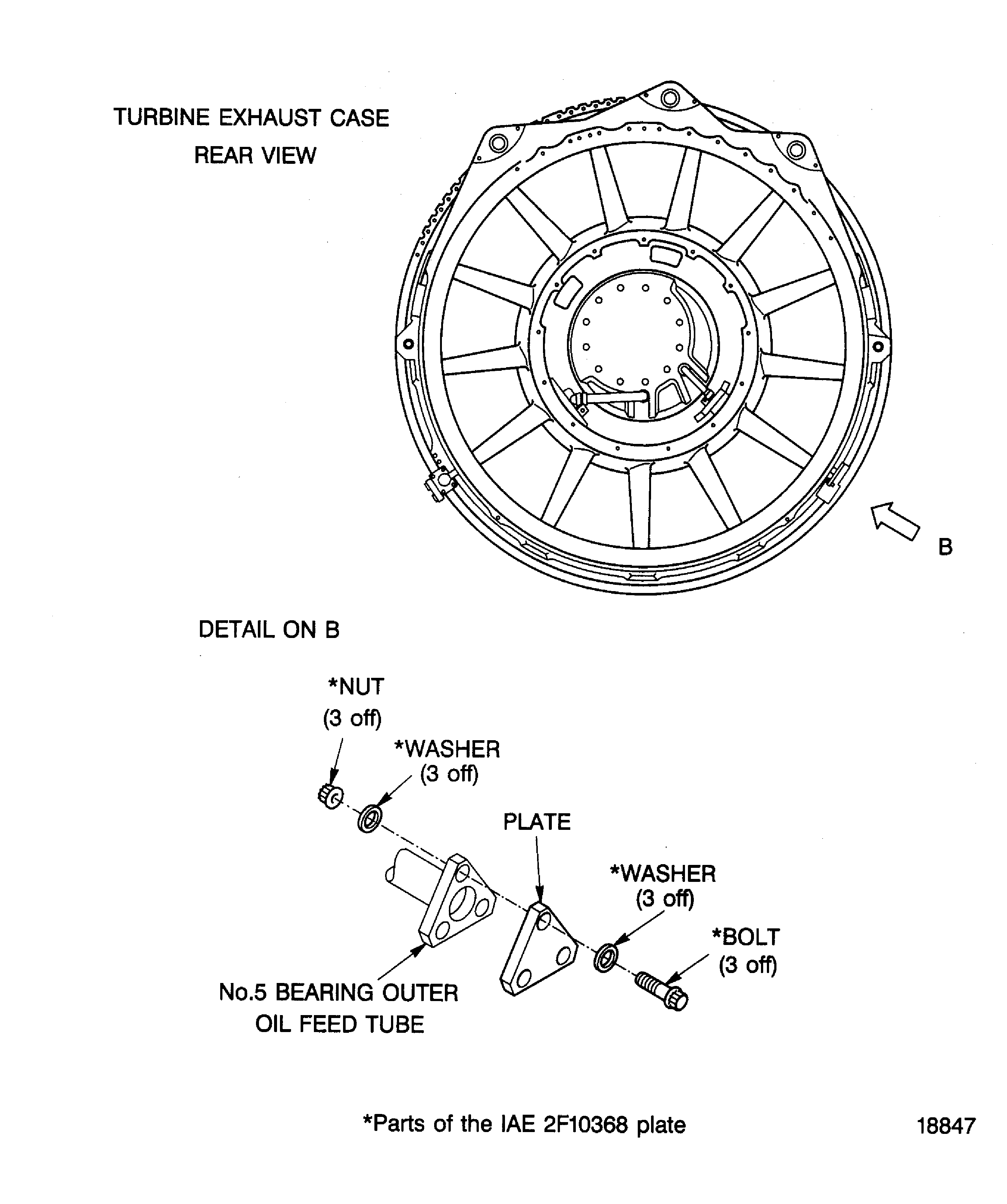 Installation of the Plate to No. 5 Bearing Outer Oil Feed Tube