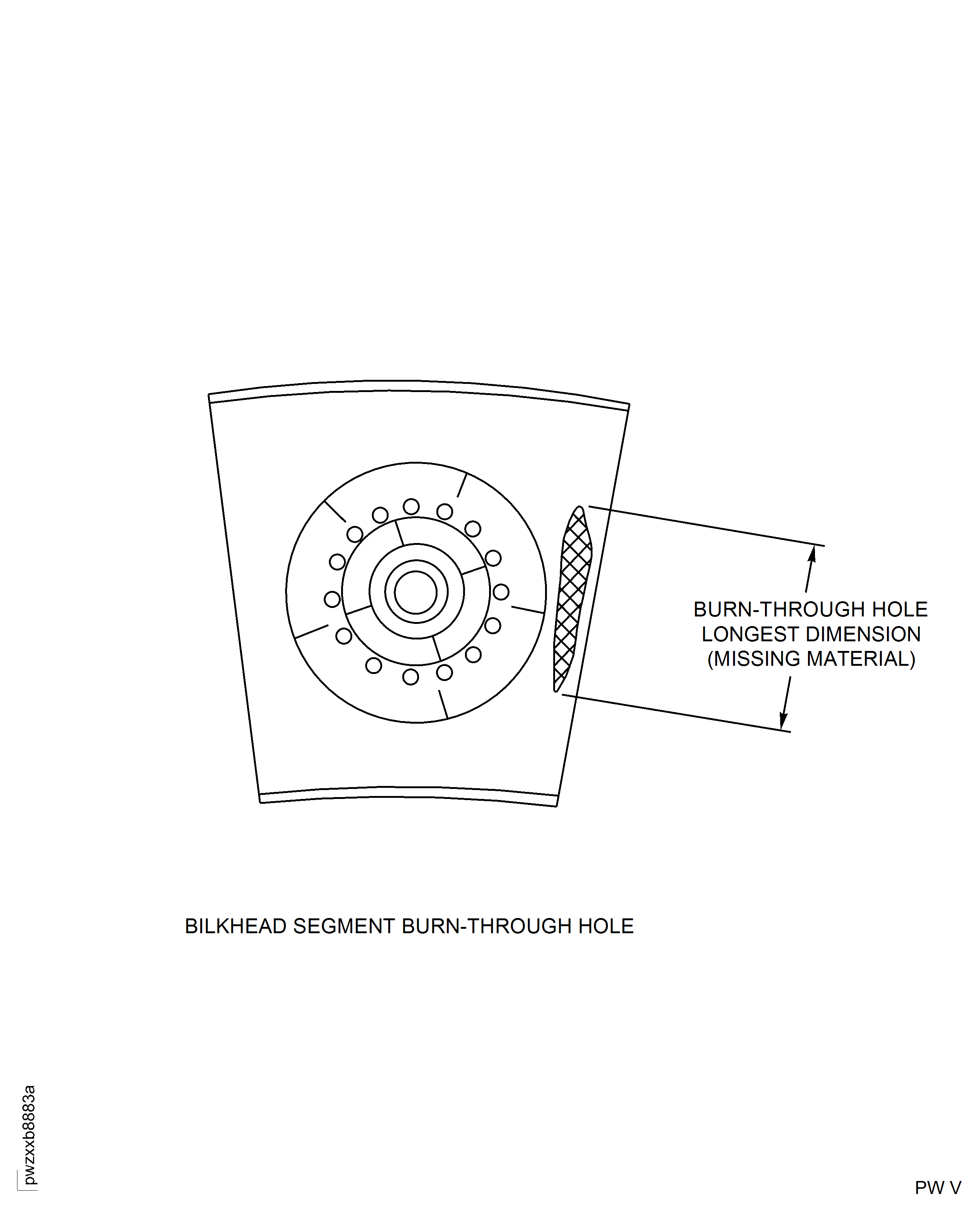 Combustion Chamber Bulkhead Segment Burn-Through Hole