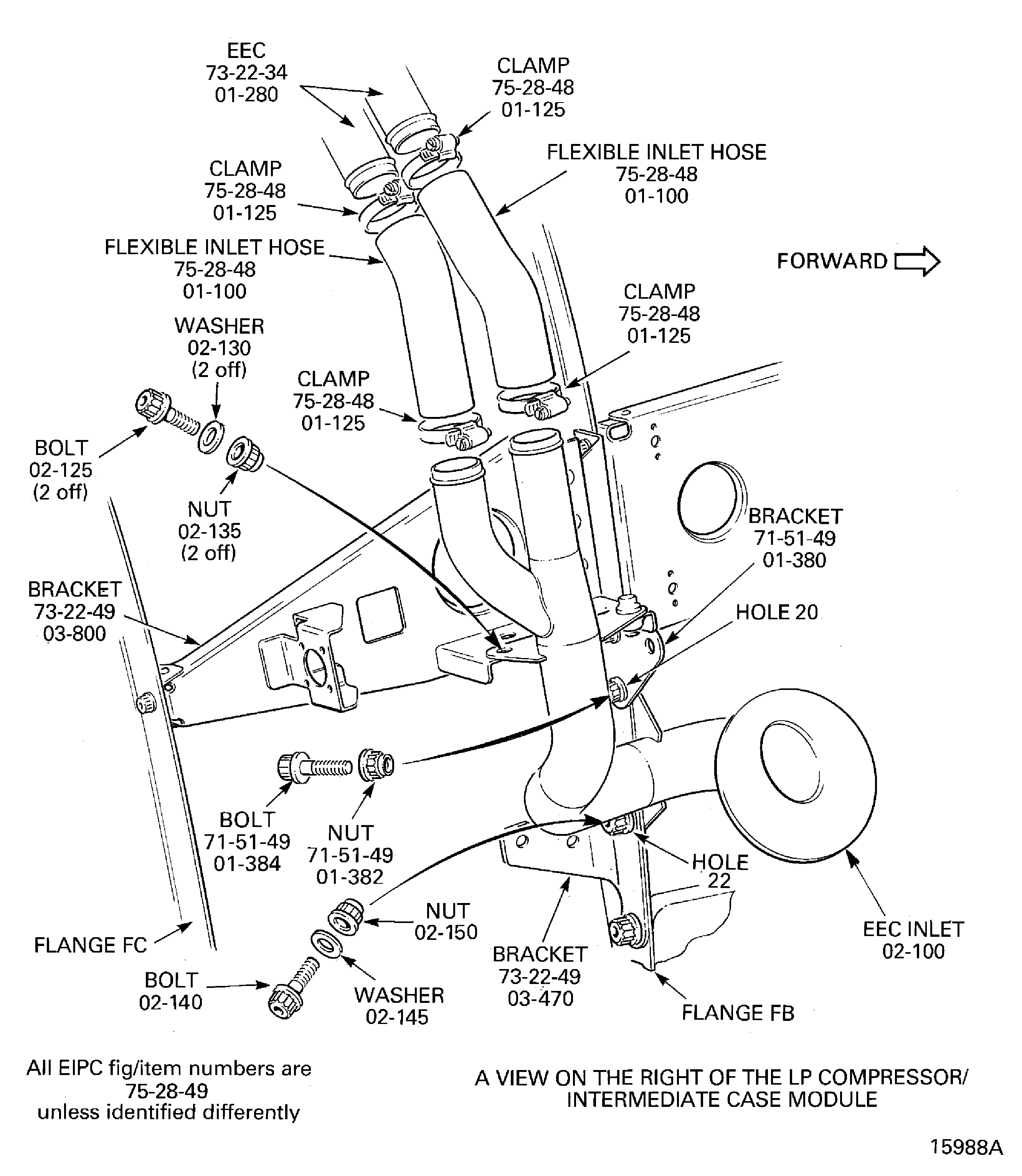 Pre SBN 71-0069 and Pre SBE 71-0070: Remove the EEC Cooling Ducts/Flexible Hoses (Inlet)