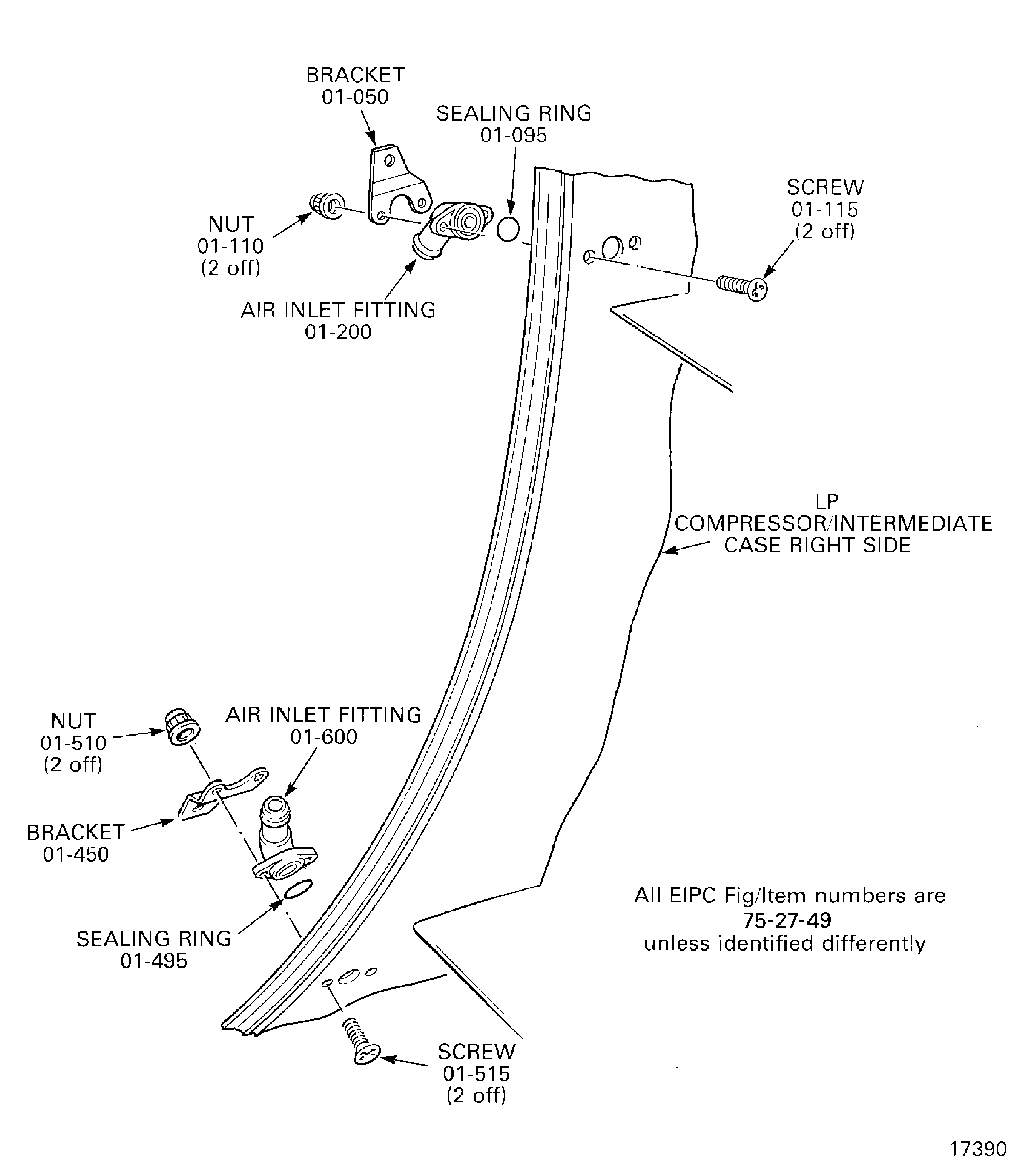 Install the Ignition Exciter Cooling Air Inlet Fittings