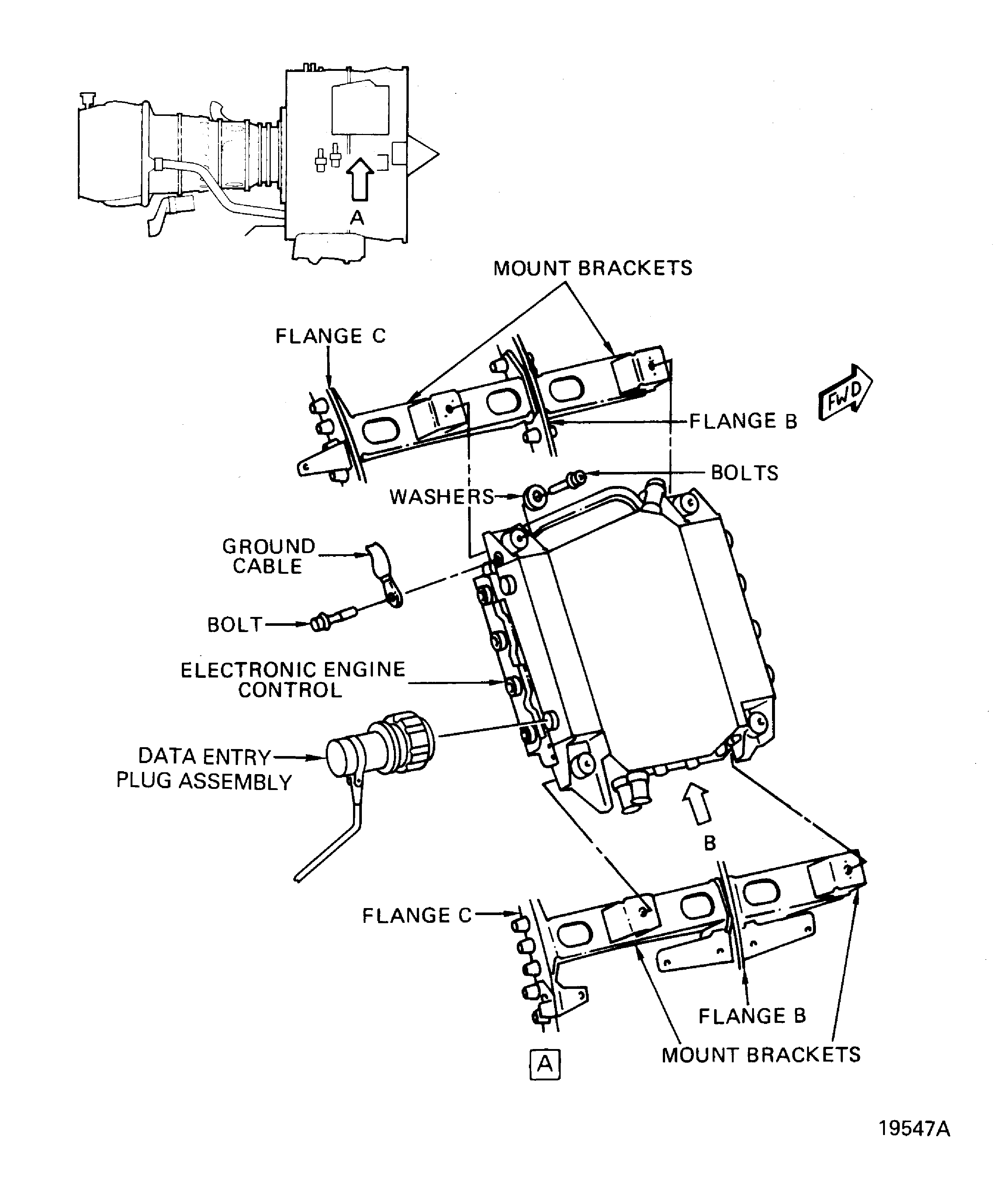Removal of the electronic engine control (EEC)