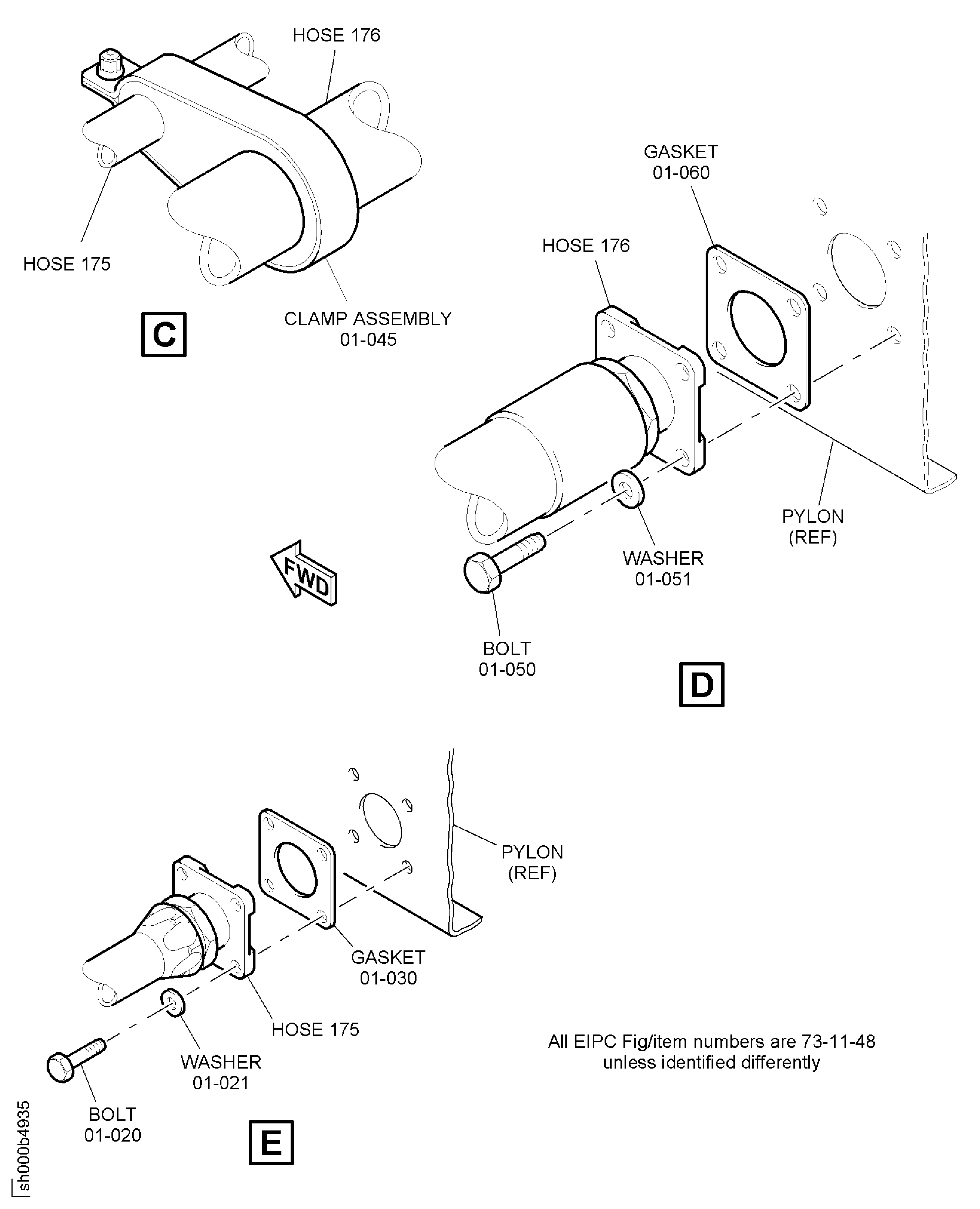 Install the Tubes 174 and 110, the Power Plant Fuel Tubes
