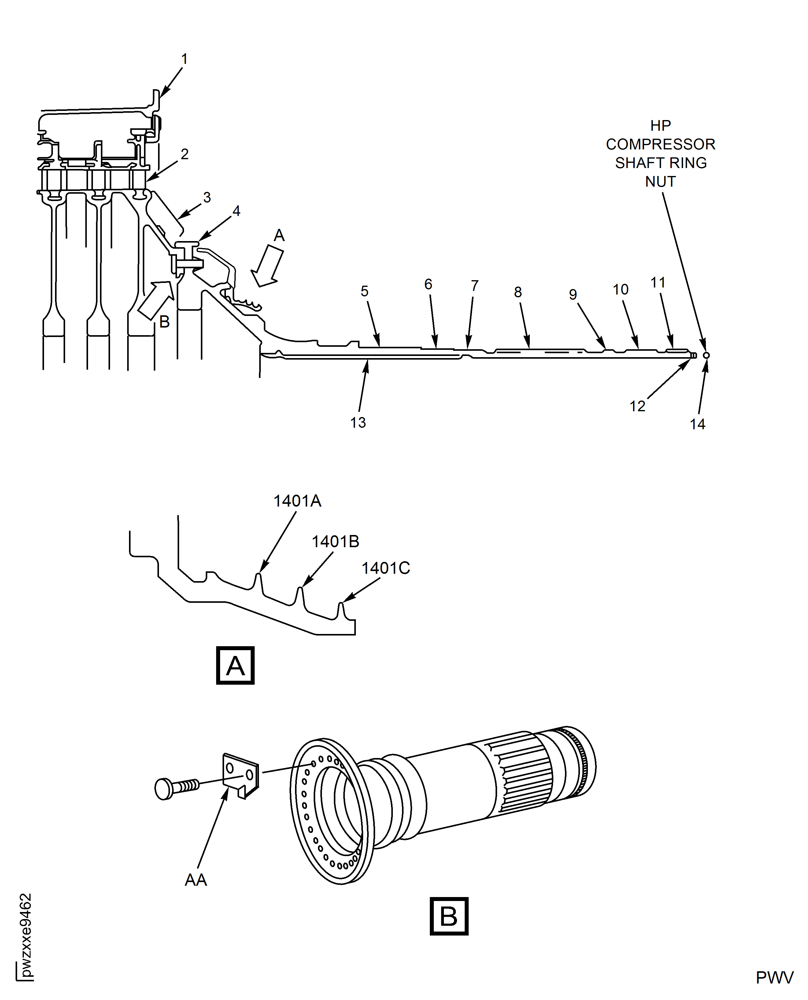 V2500-A1, SBE 72-0041: Locations at Interface H-41 Rear Face