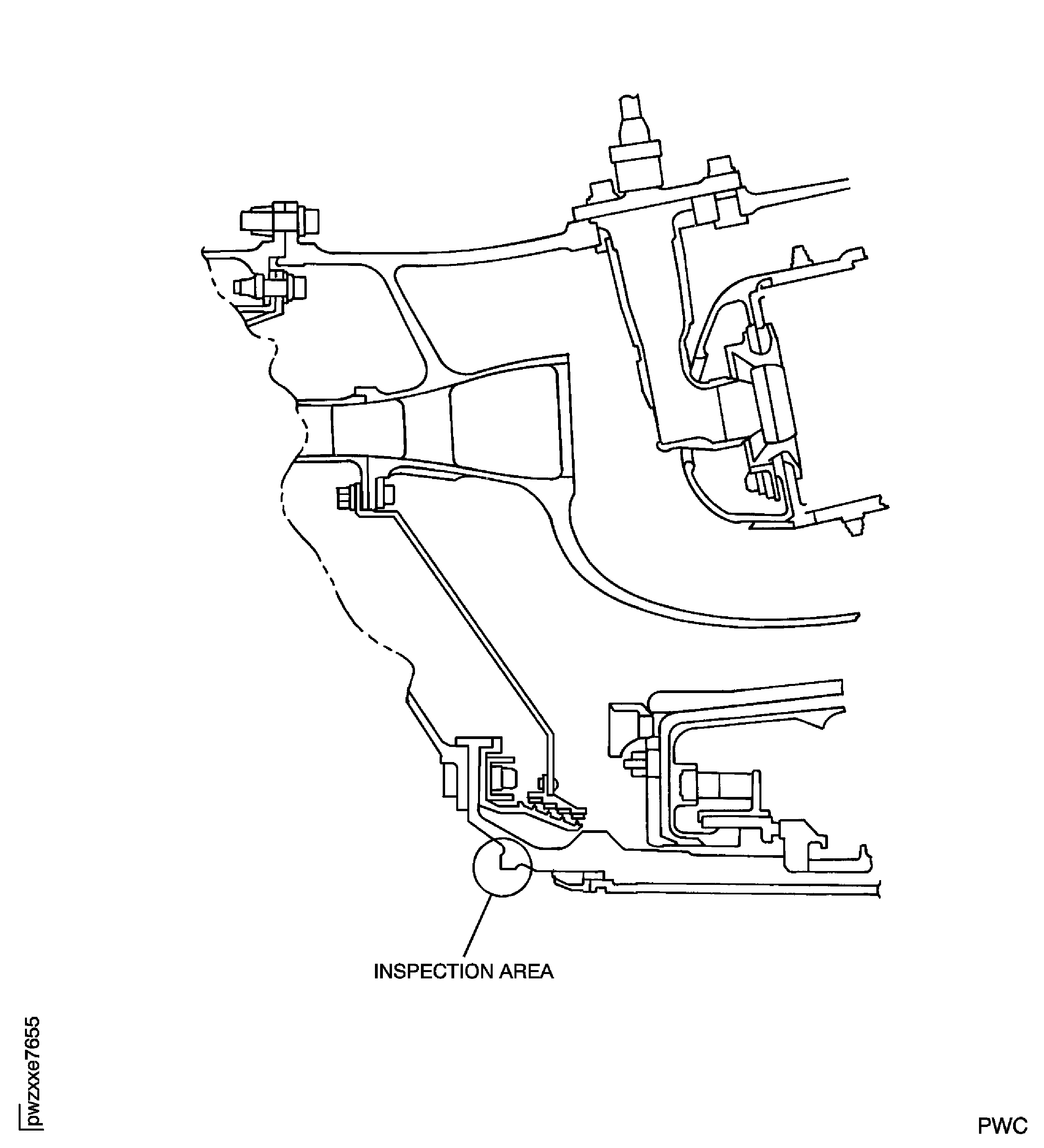 HPC Rear Shaft Inspection Location for Surface Damage