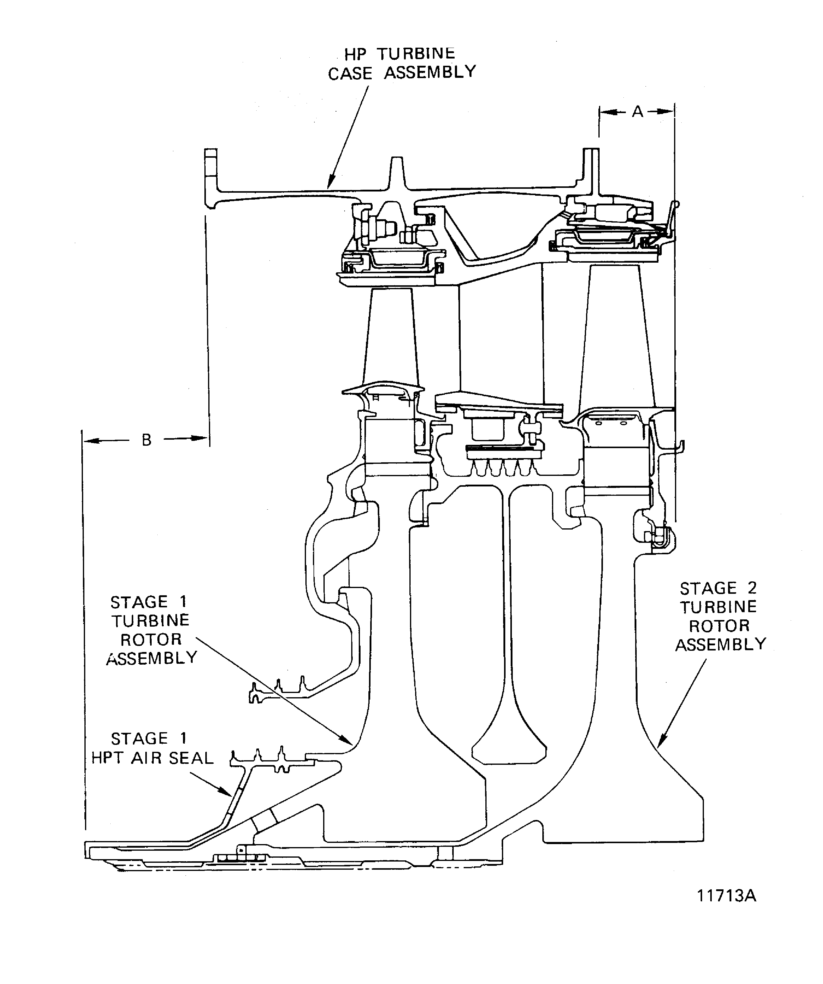 Pre SBE 72-0180: HP Turbine Assembly Dimensions