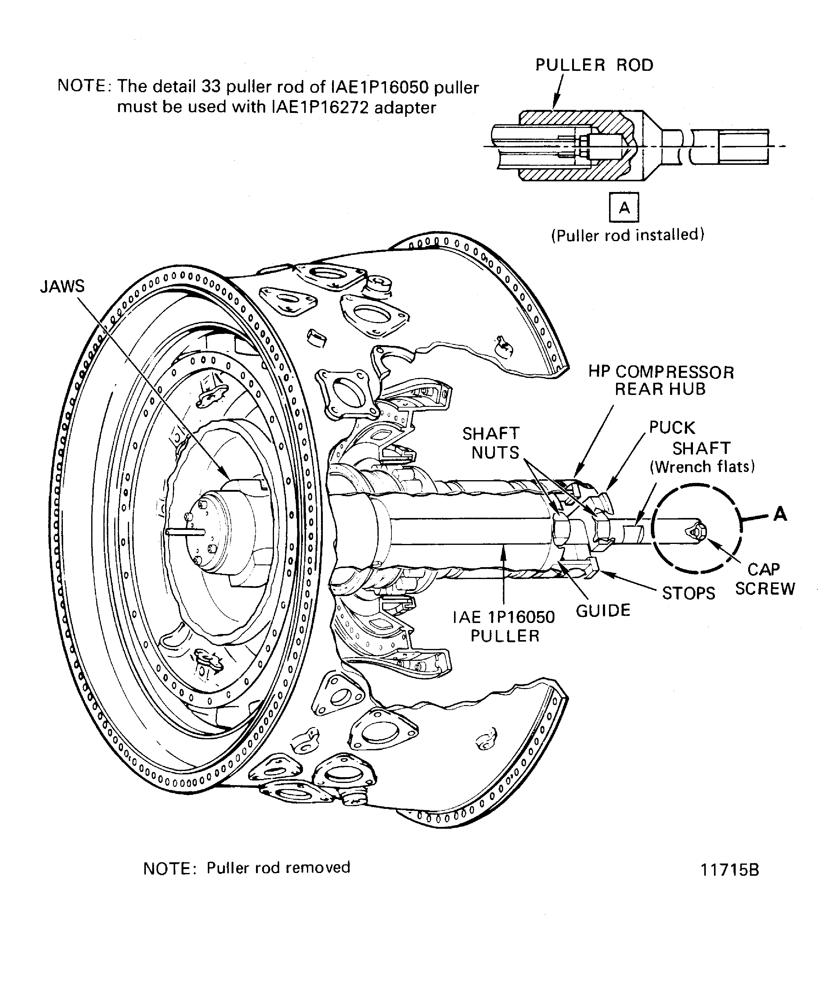 Puller Installed in HP Compressor Rear Hub