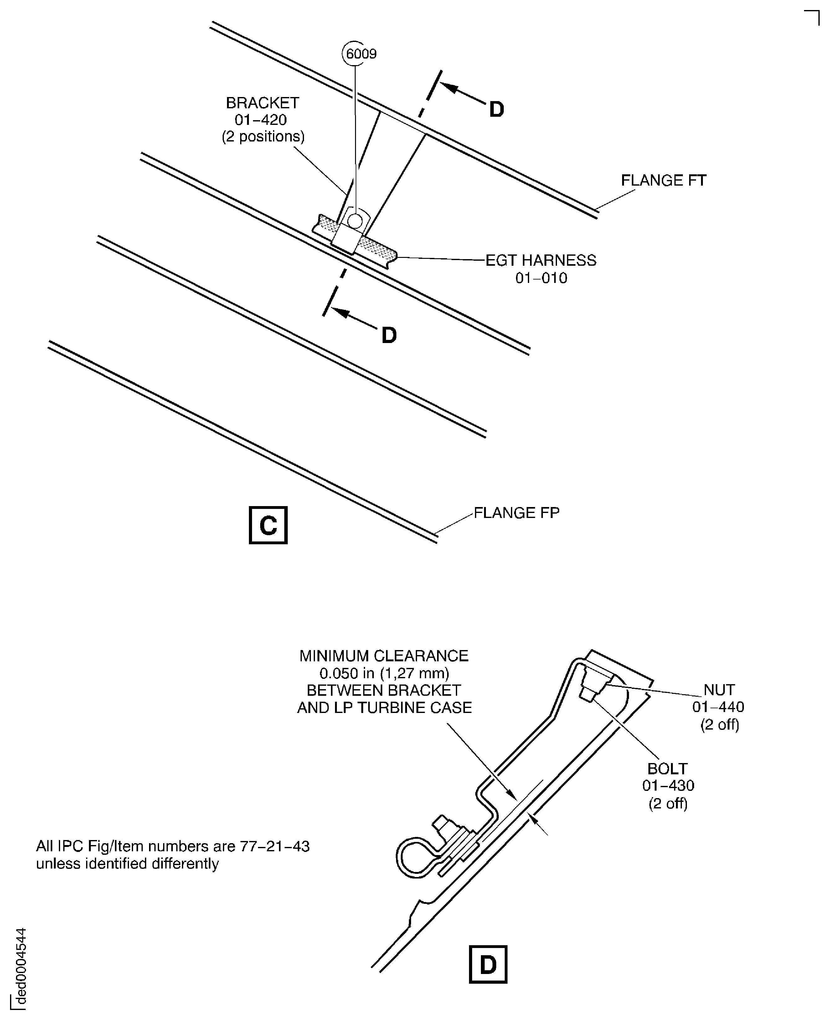 Check the Clearance Between Flange FT and the Core EGT Harness Support Brackets: Sheet 3