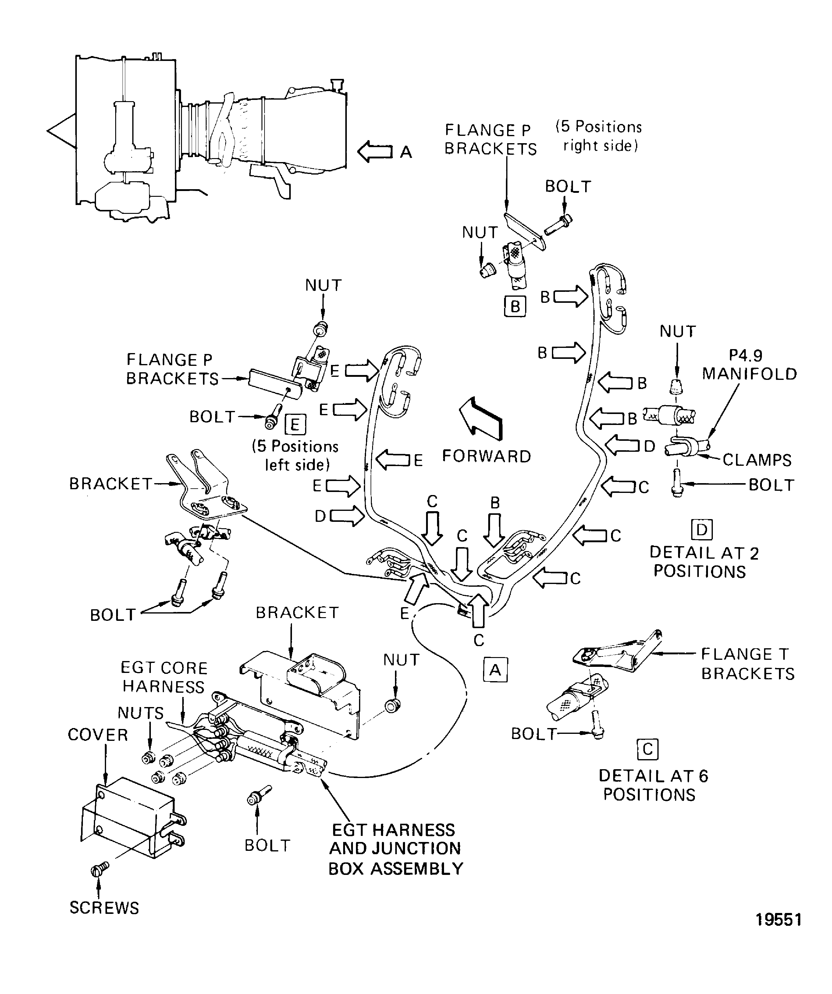 Removal of the EGT harness and junction box assembly