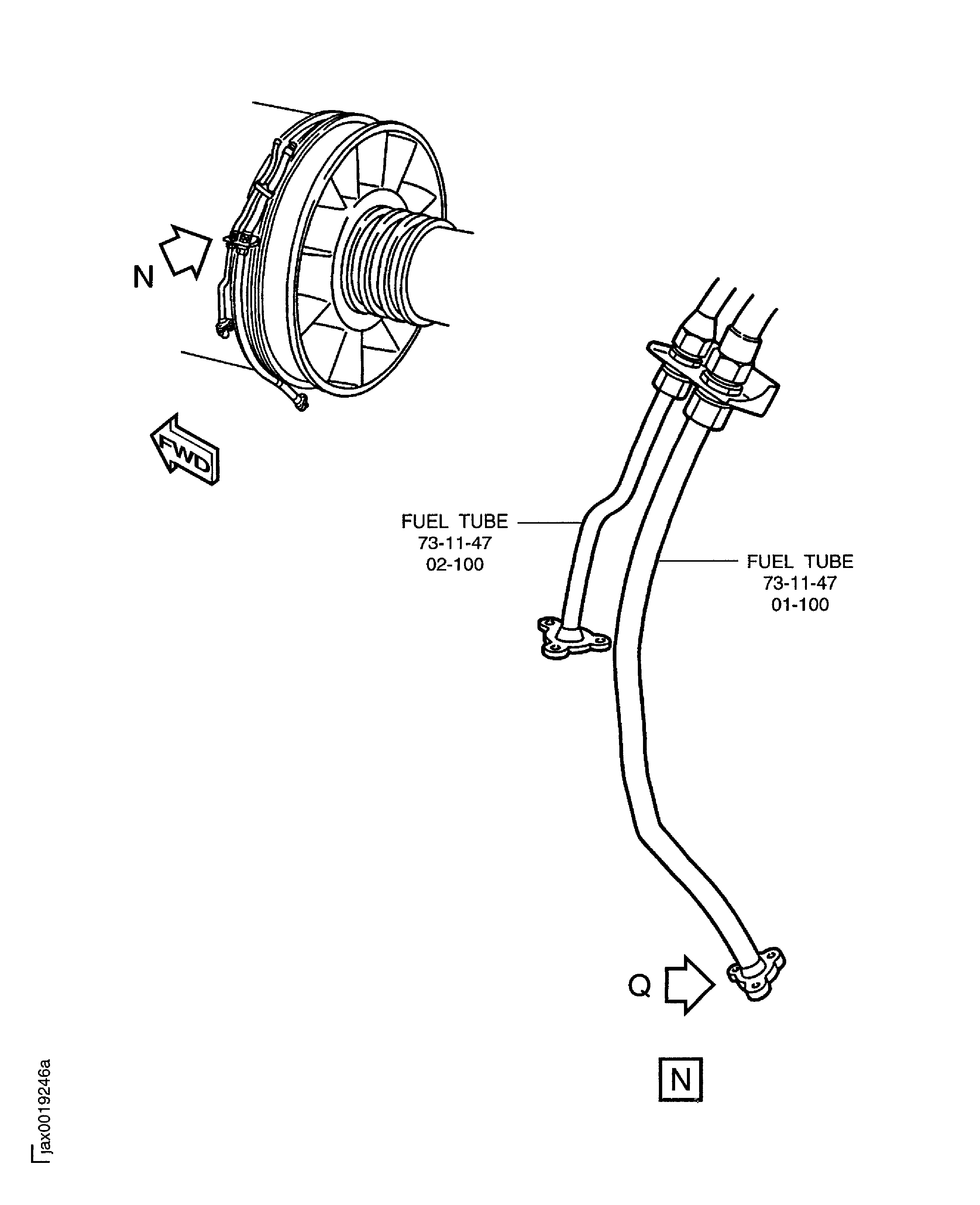 Install the fuel tube to the flexible hose and the pump