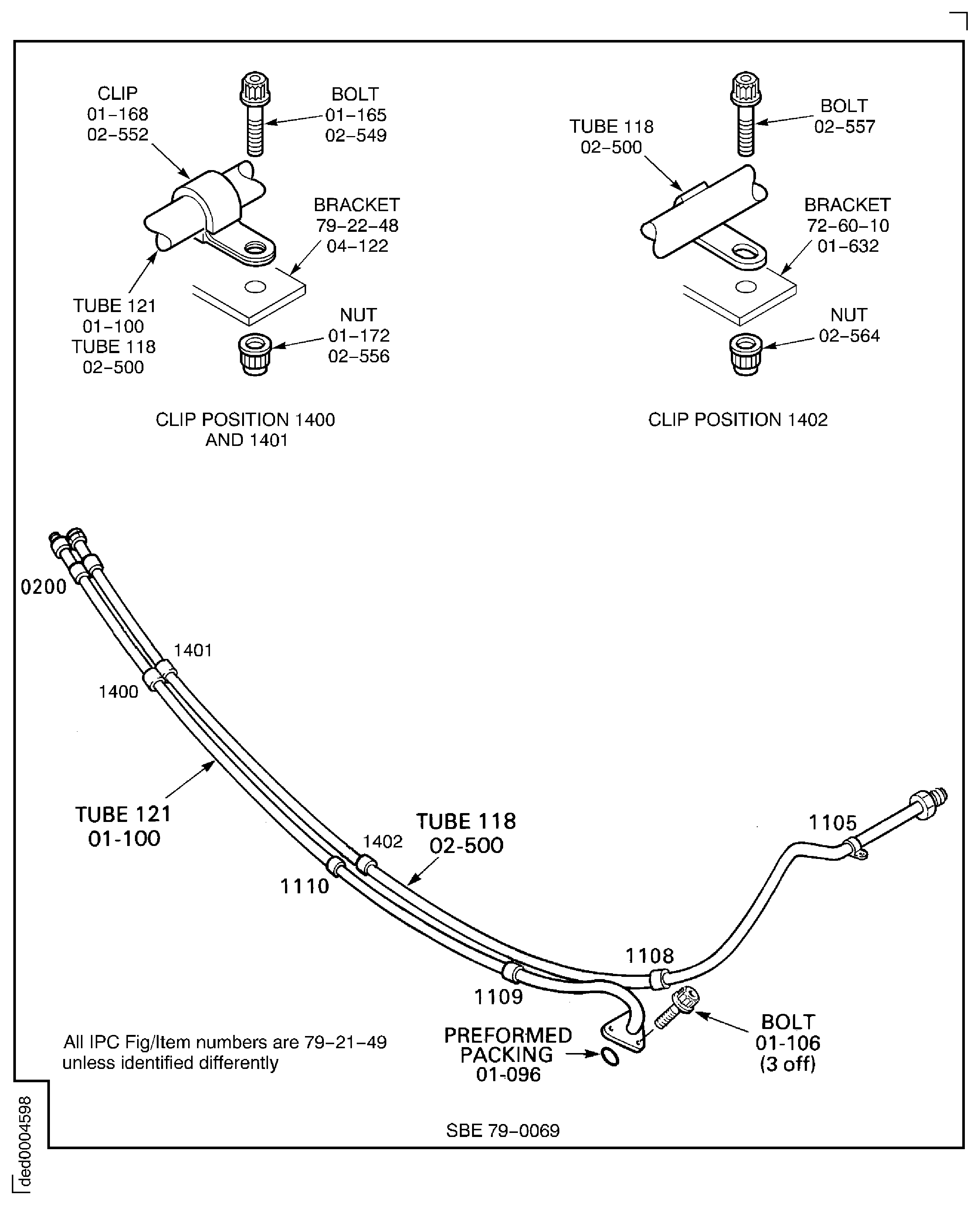 SBE 79-0069: Remove the ACOC Oil Tubes (118 and 121) from the External Gearbox