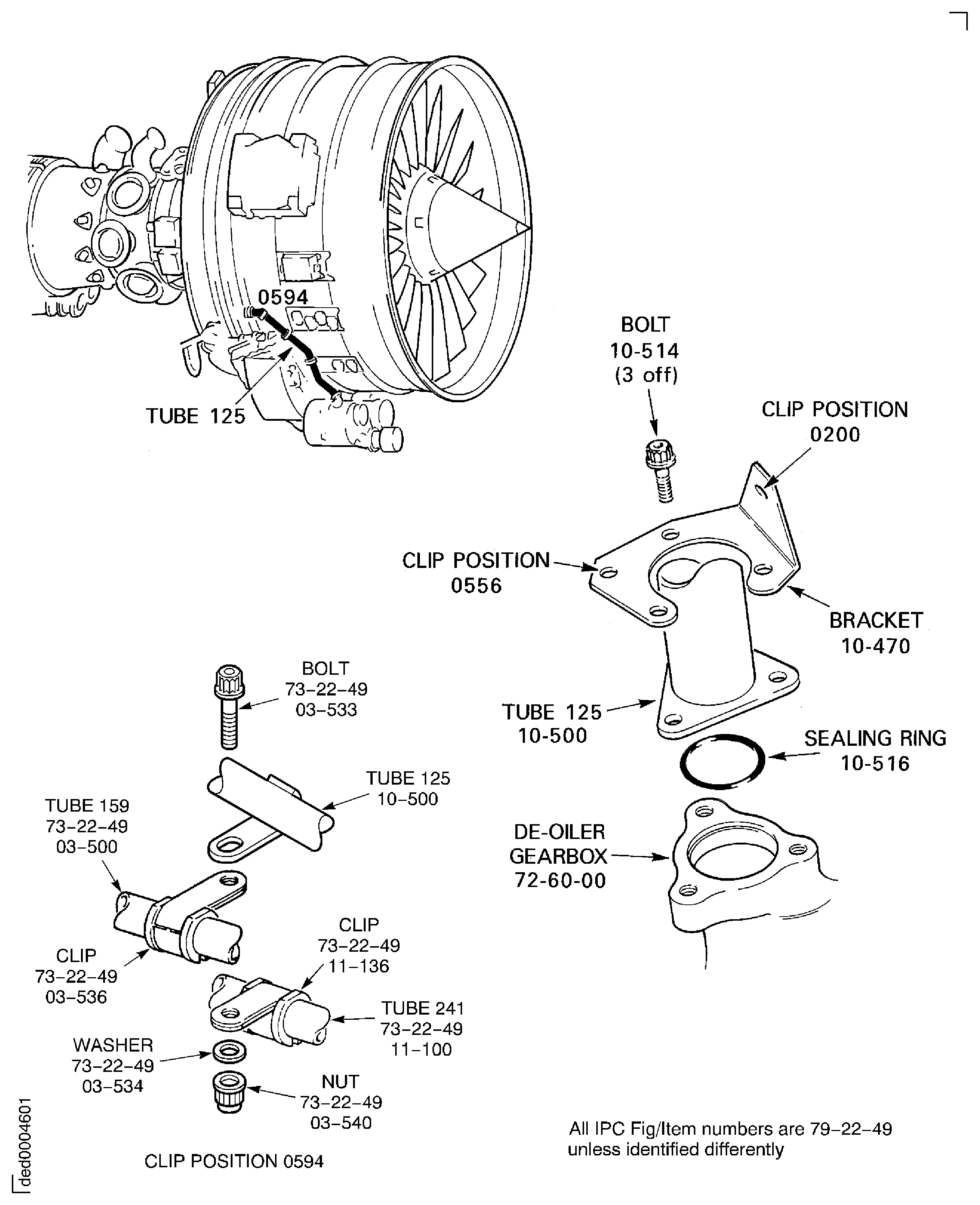Disconnect the No.1, 2 and 3 Bearing Compartment Vent Tube (125)