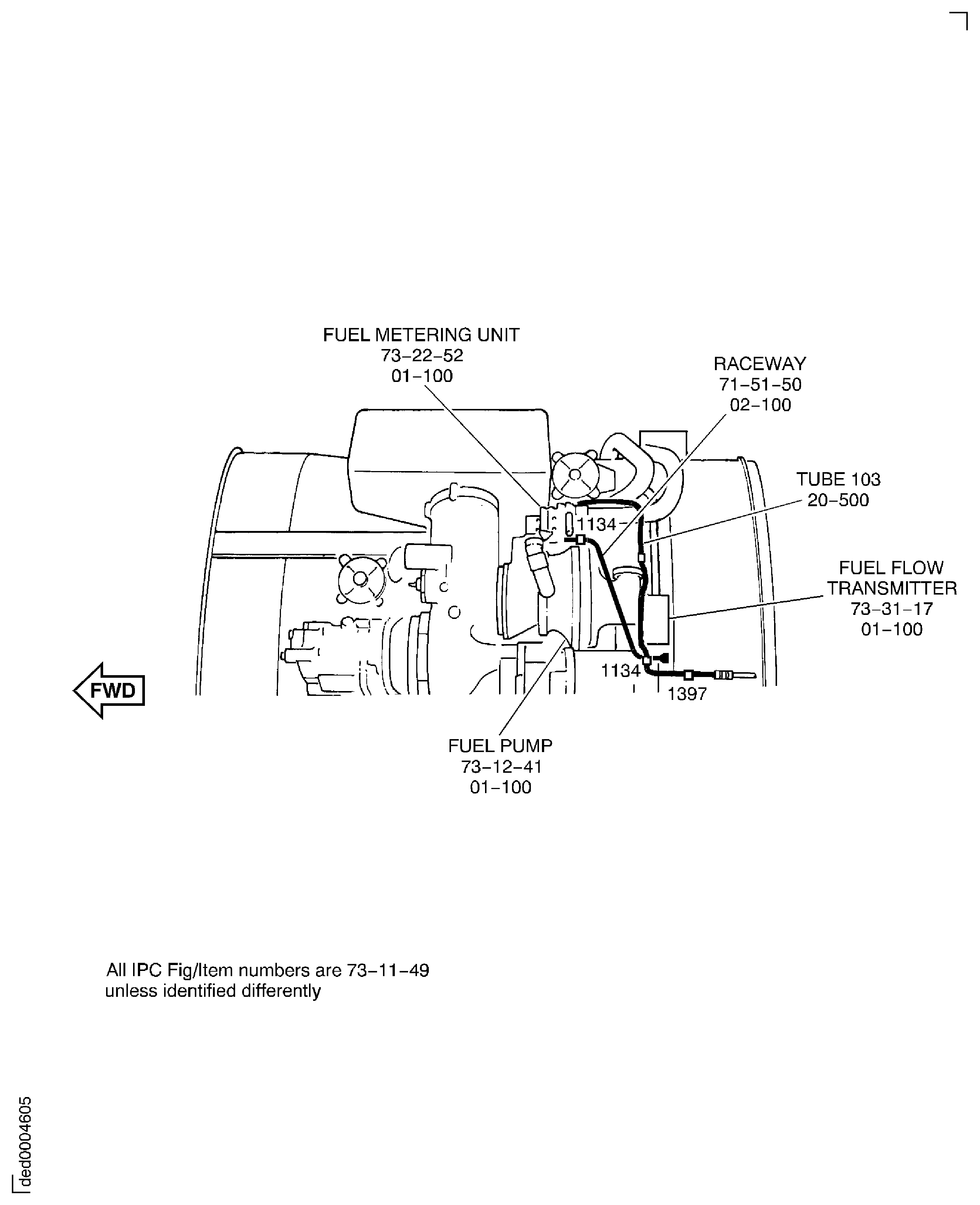 Remove the Fuel Servo Return Tube (103)