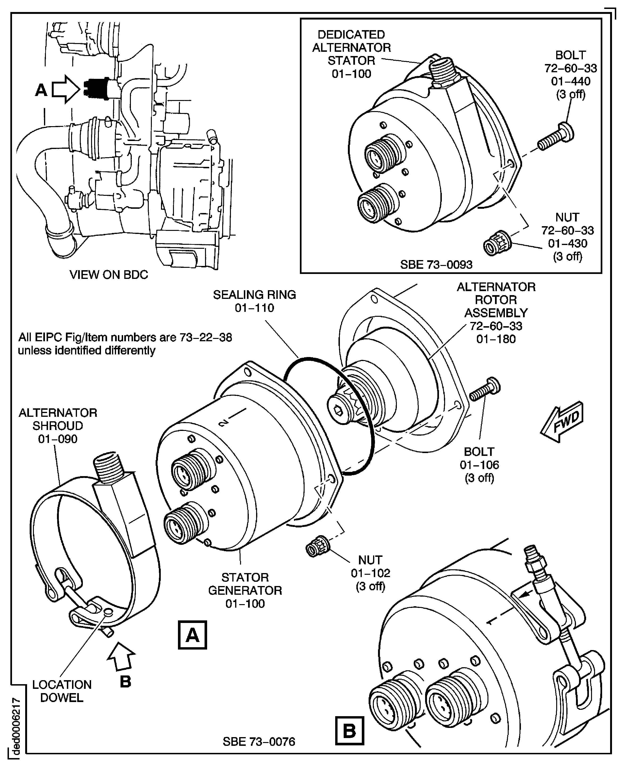 SBE 73-0076 : Remove the stator generator