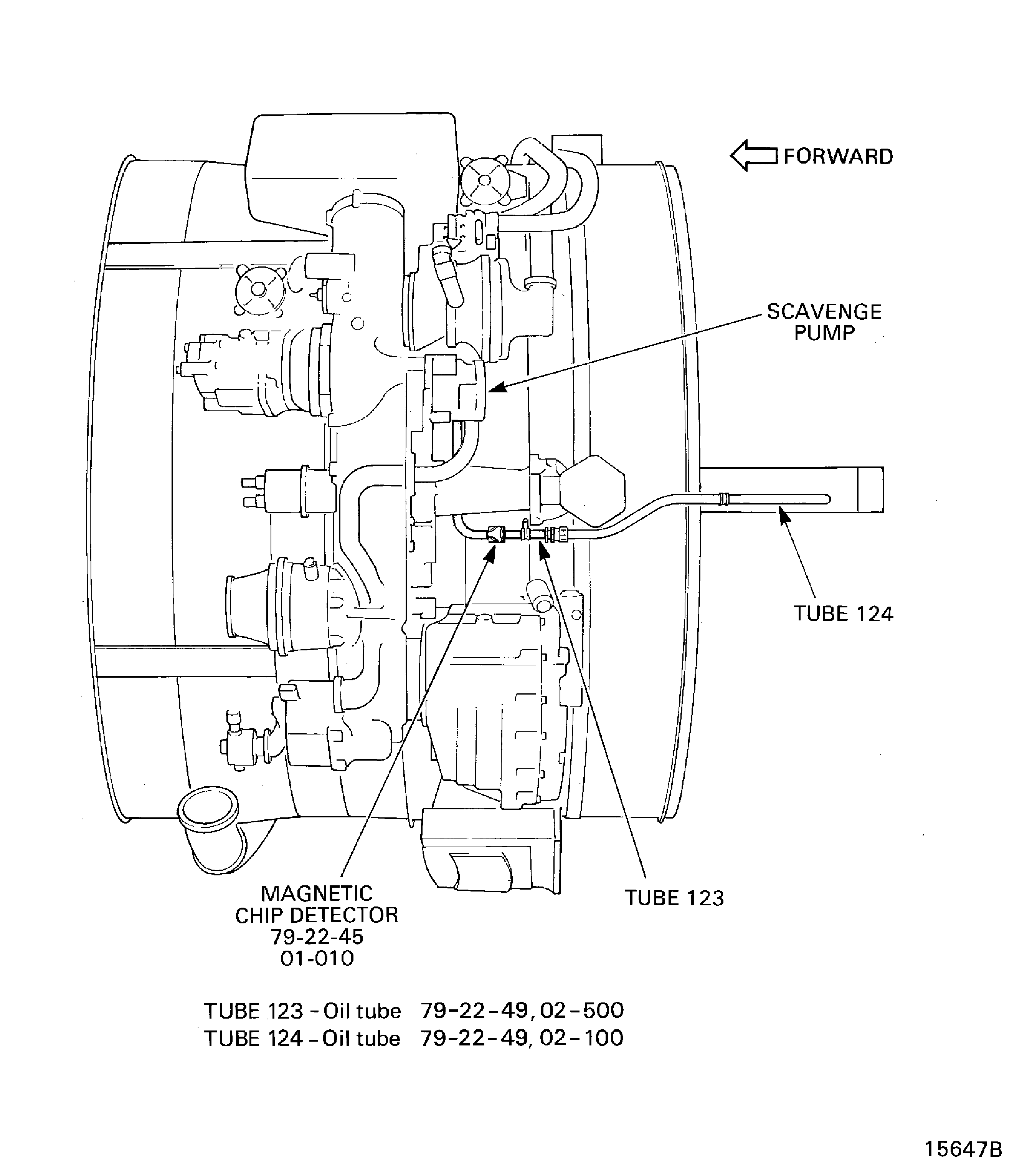 Disconnect the Oil Pump Scavenge Tube (123)