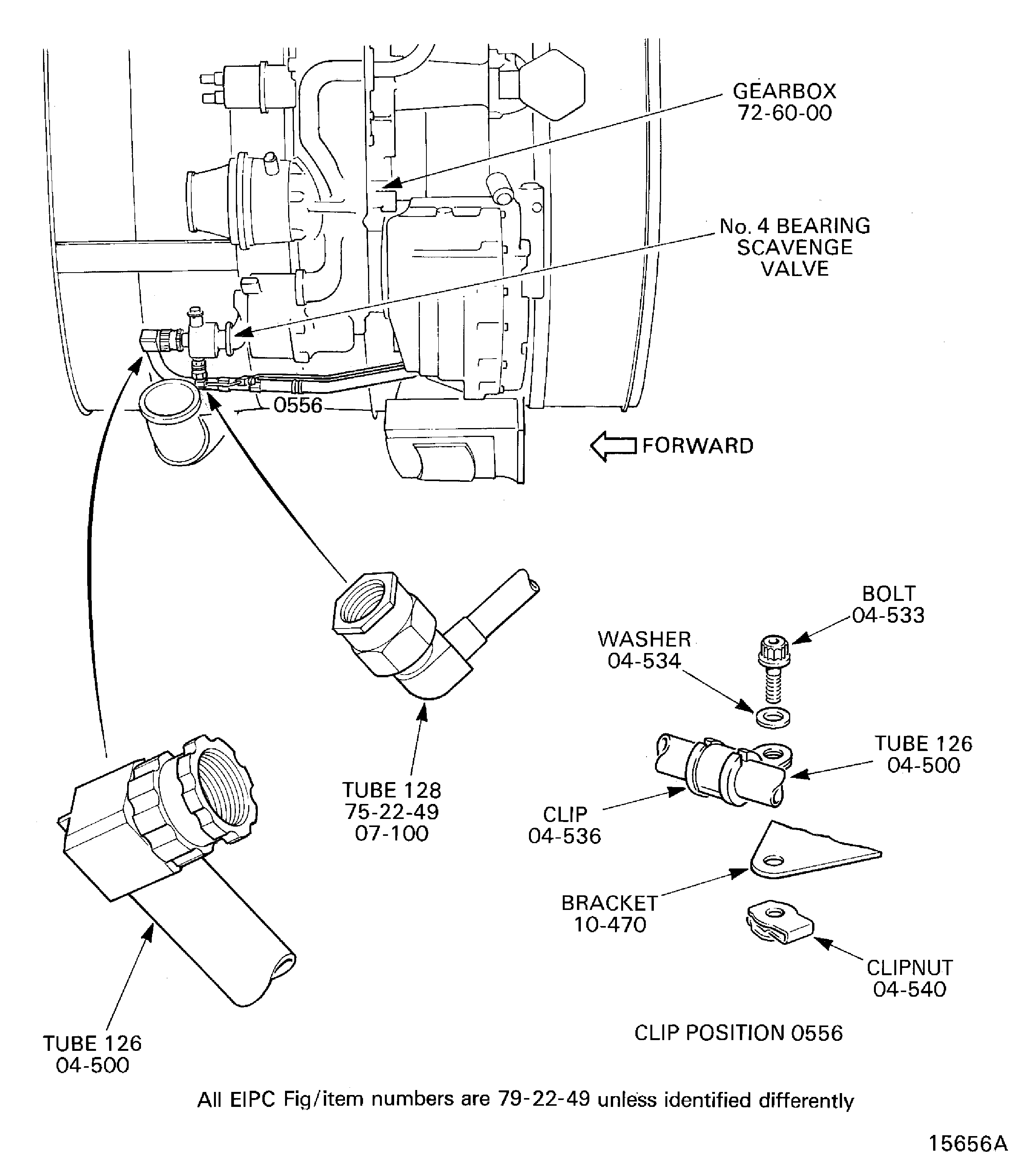 Disconnect the No.4 Bearing Scavenge Valve Tubes (126 and 128)
