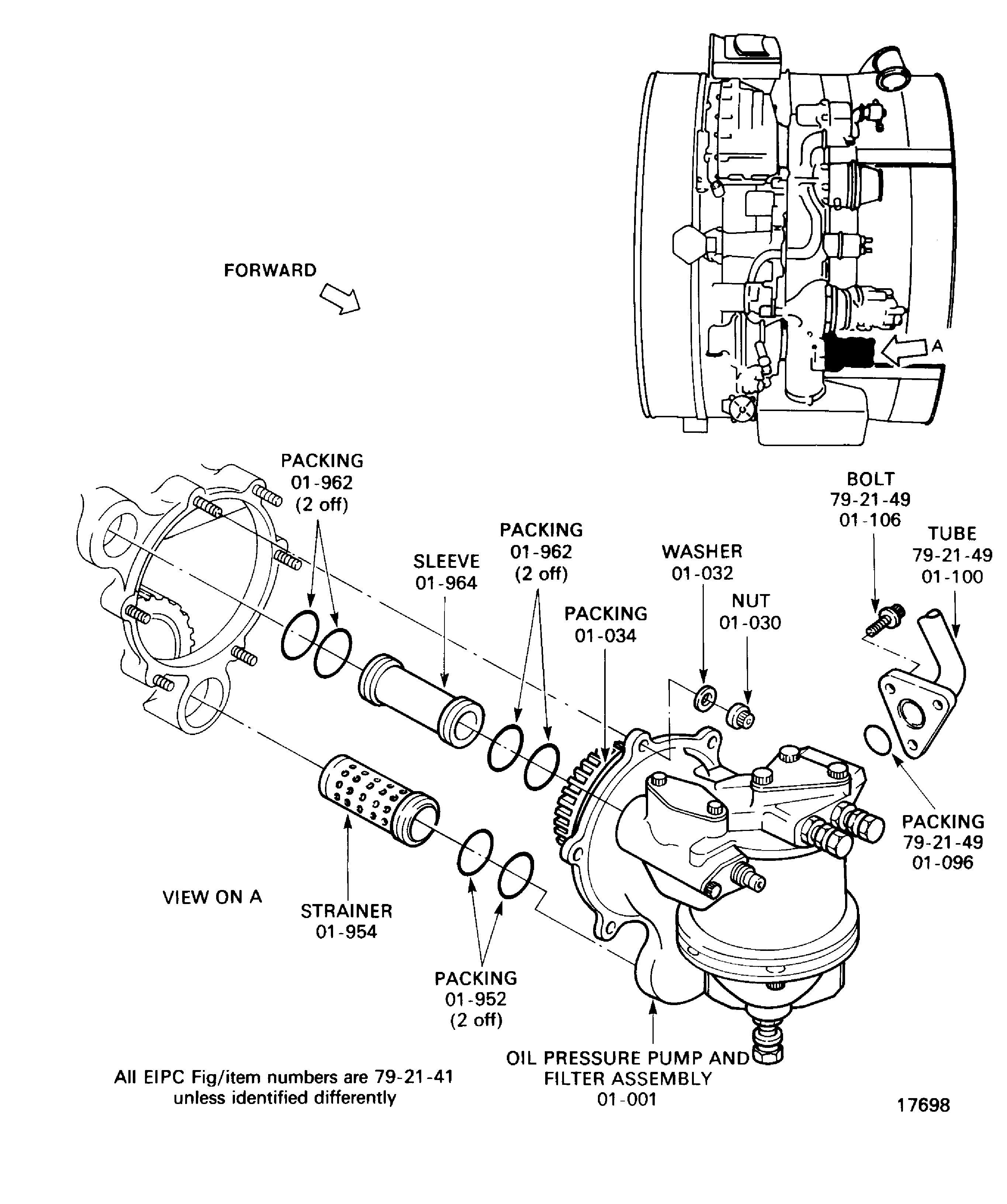 Oil pressure pump and filter assembly