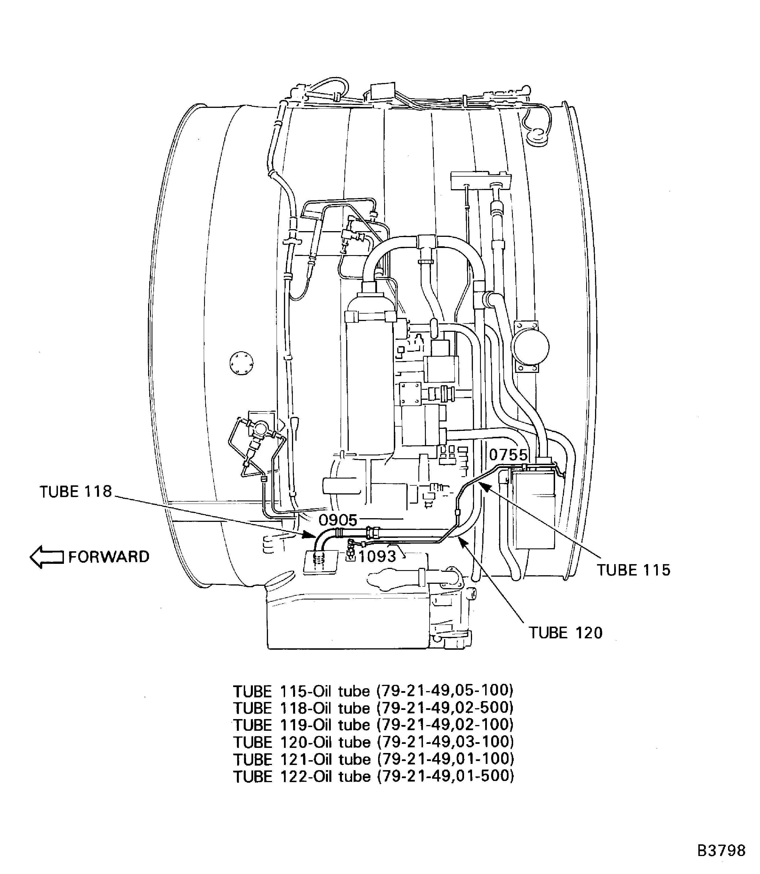 Disconnect the FCOC Oil Tubes (115 and 118)
