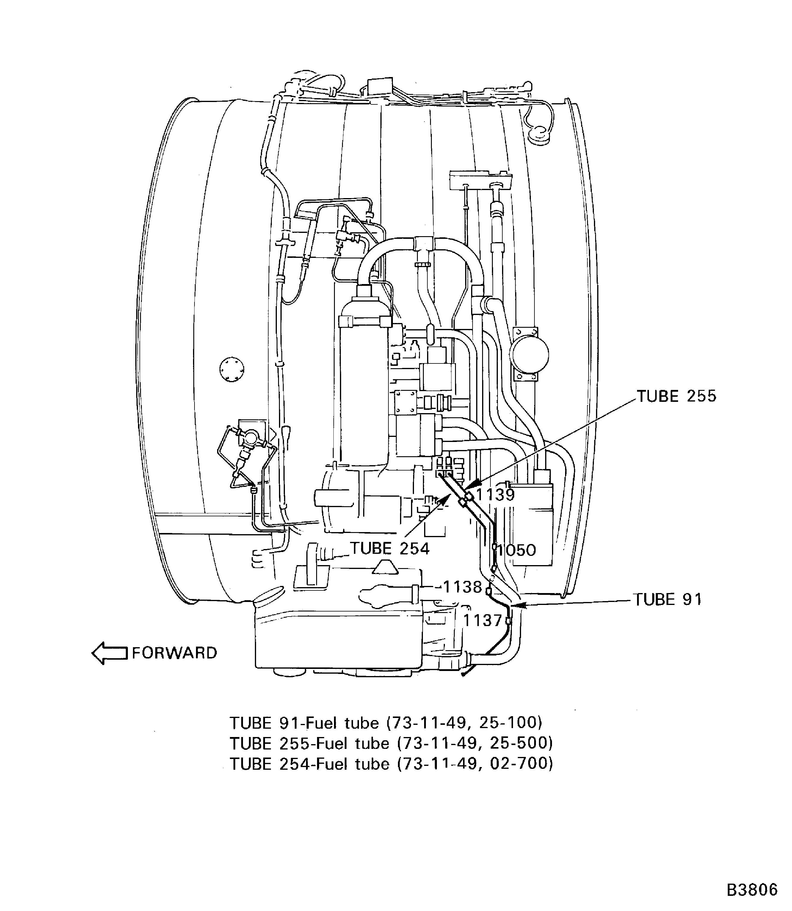 Remove the HP Fuel Tubes (91, 254 and 255)