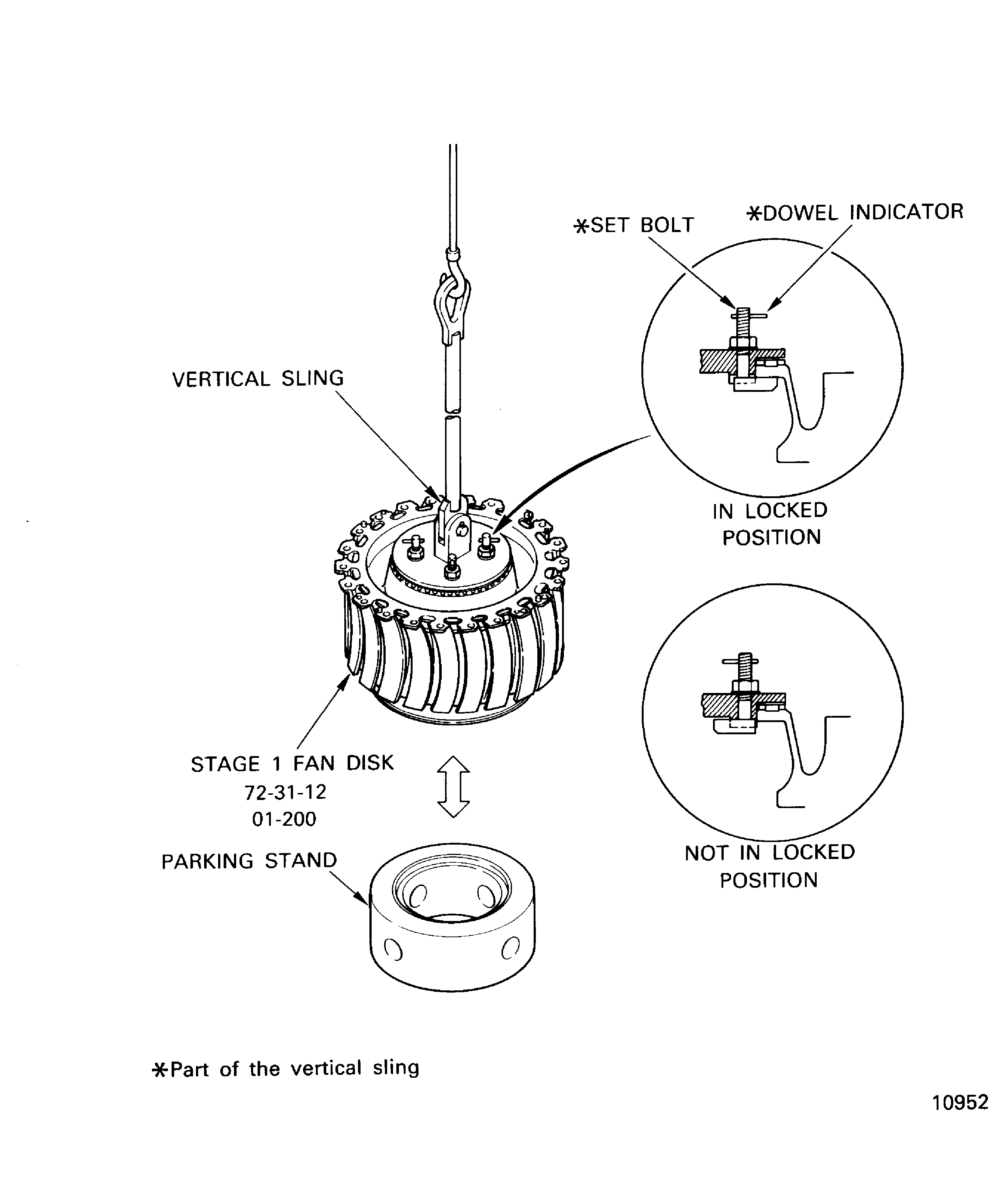 Install the Vertical Sling on to the Stage 1 Fan Disk