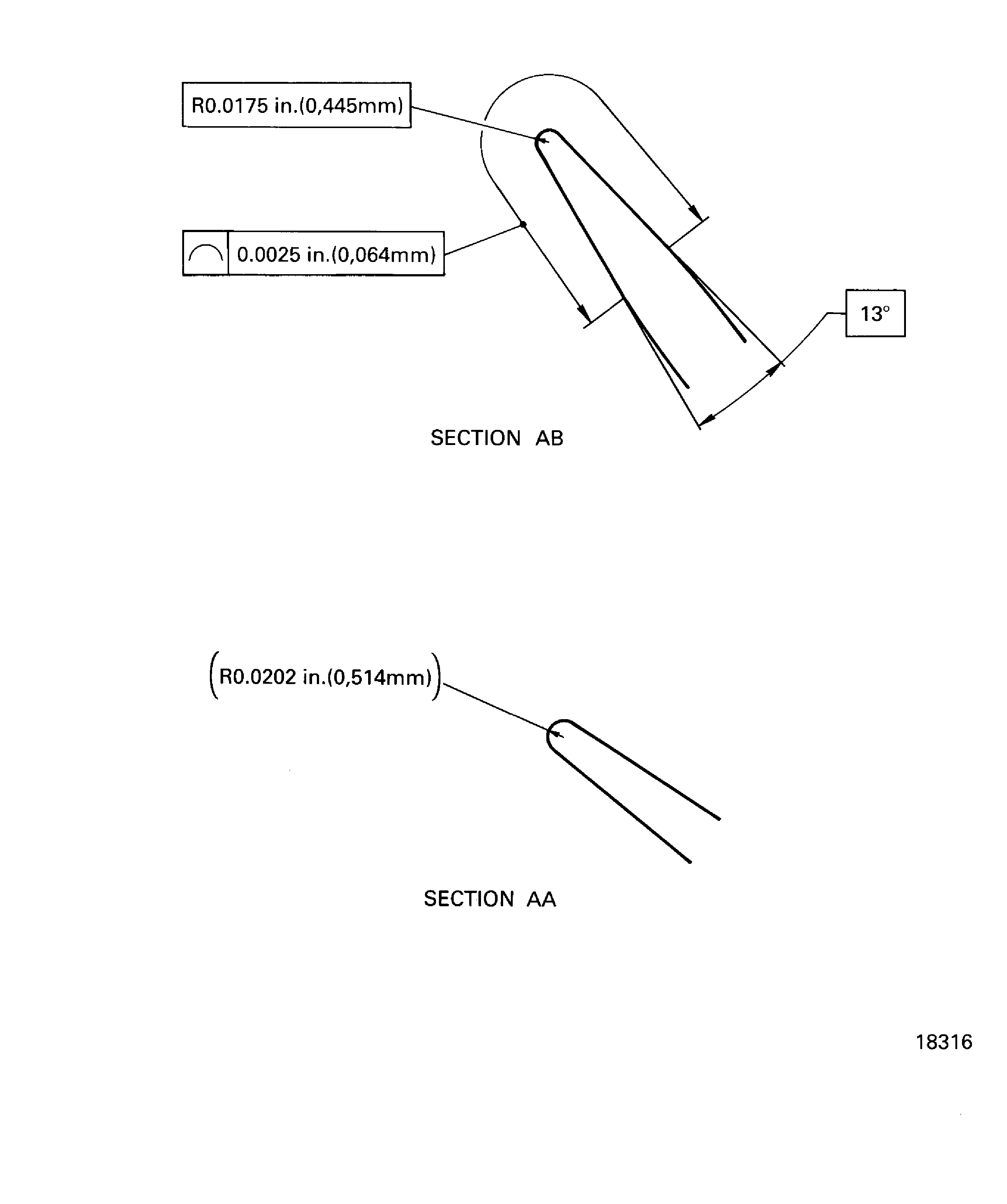 Section AA-AA and section AB-AB