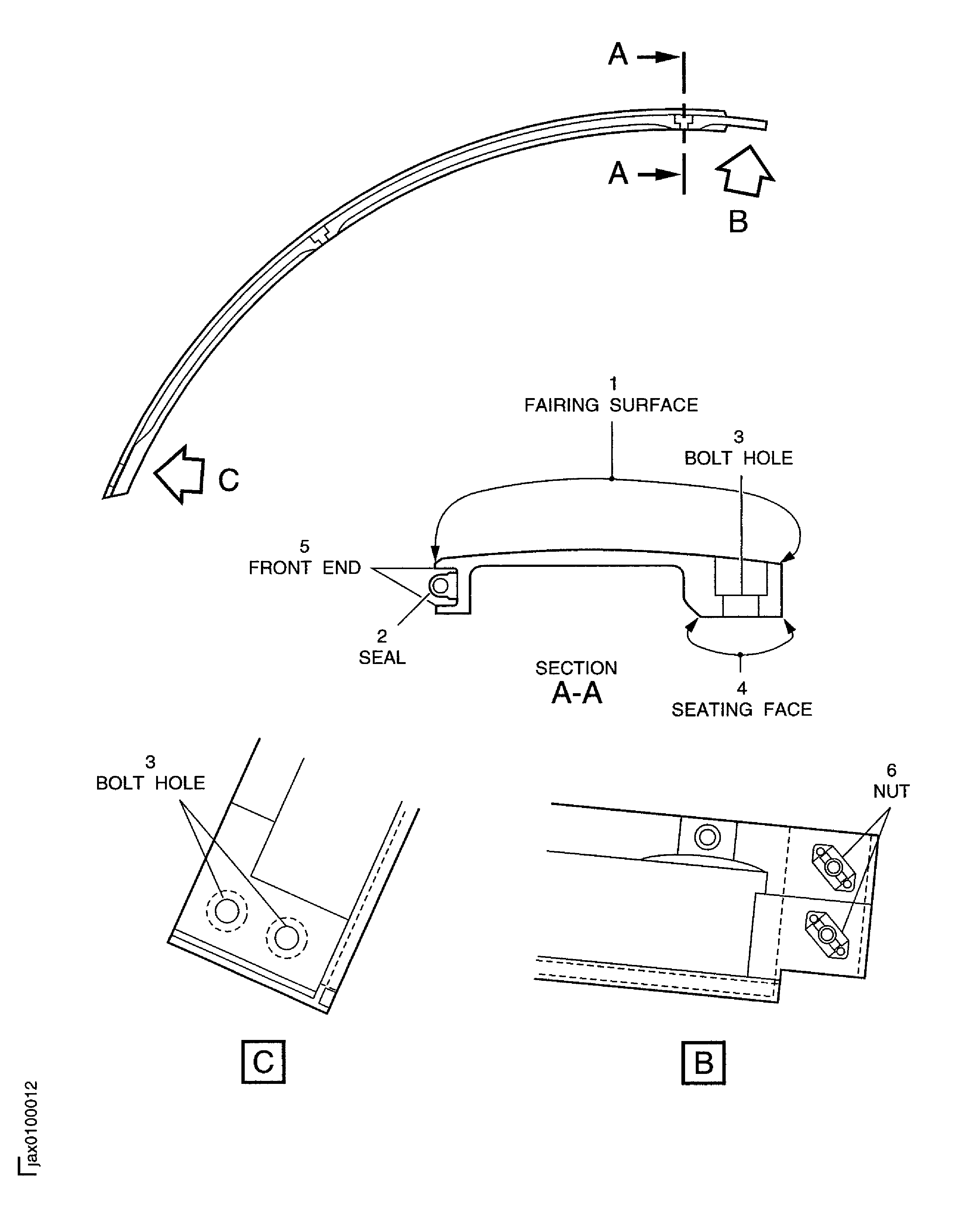 Locations on the rear fairing assembly