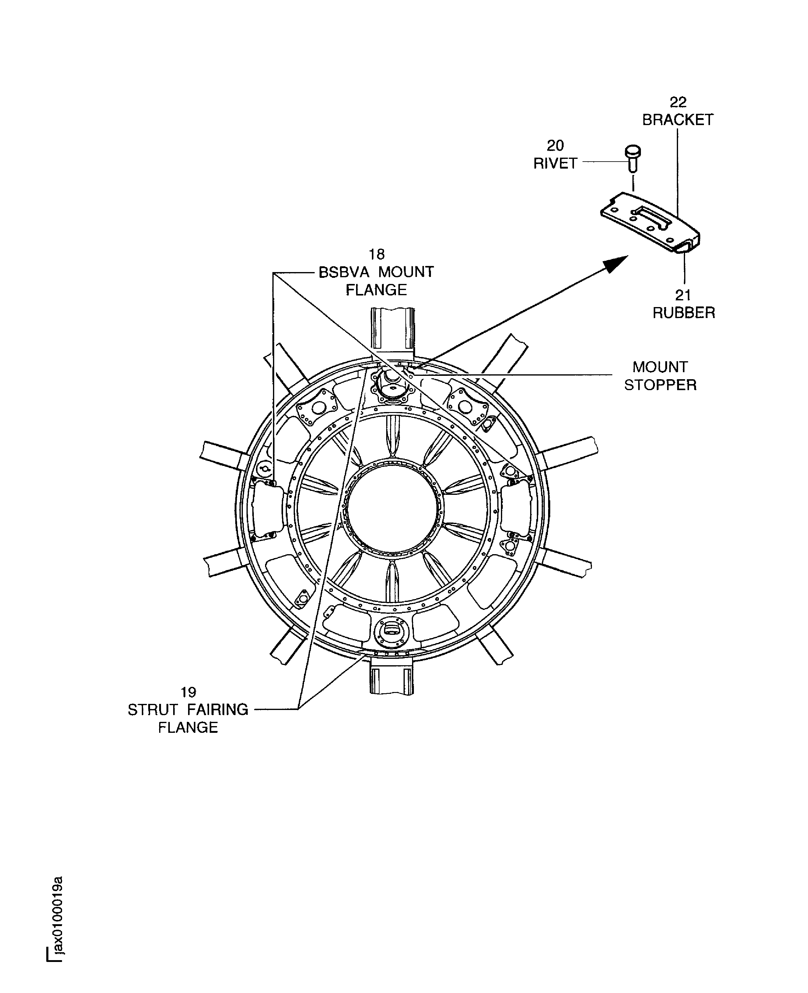 Locations on the fan frame assembly