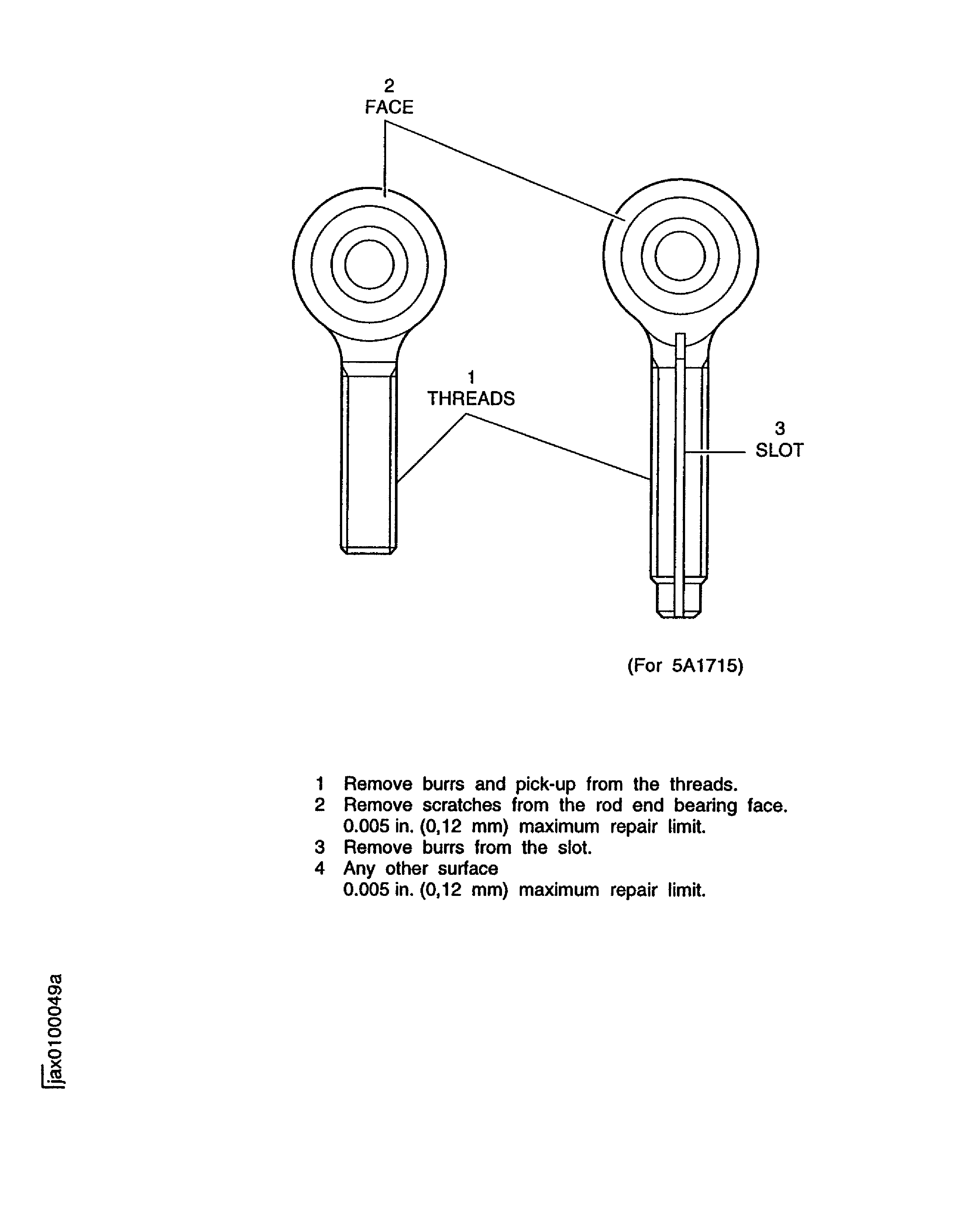 Rod end adaptor - repair limits