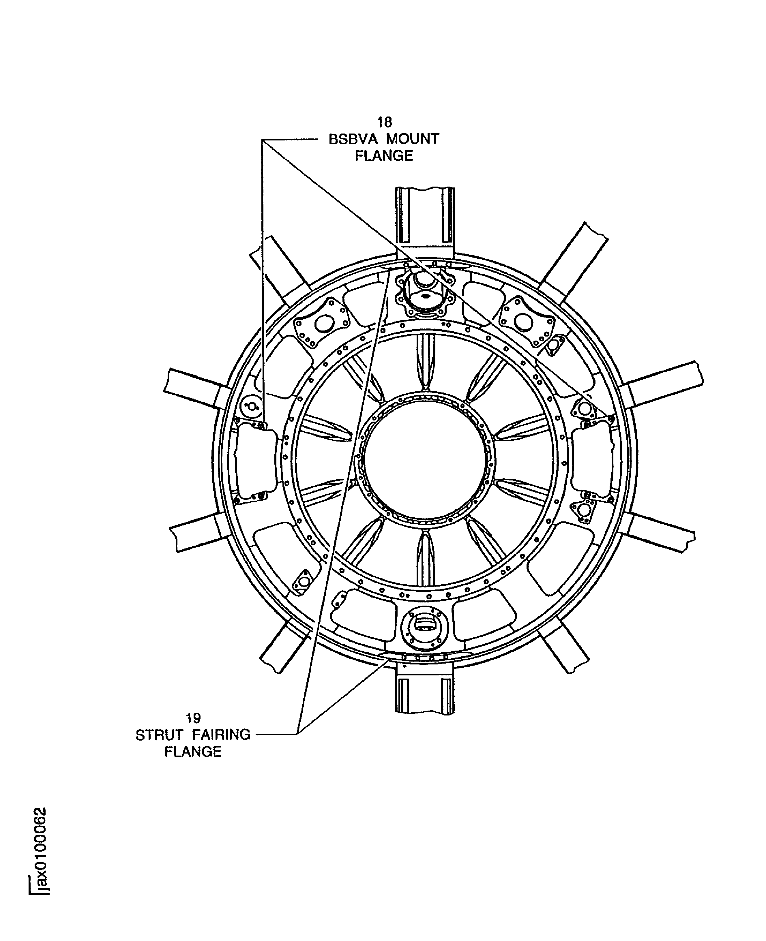Locations on the fabrication fan frame assembly