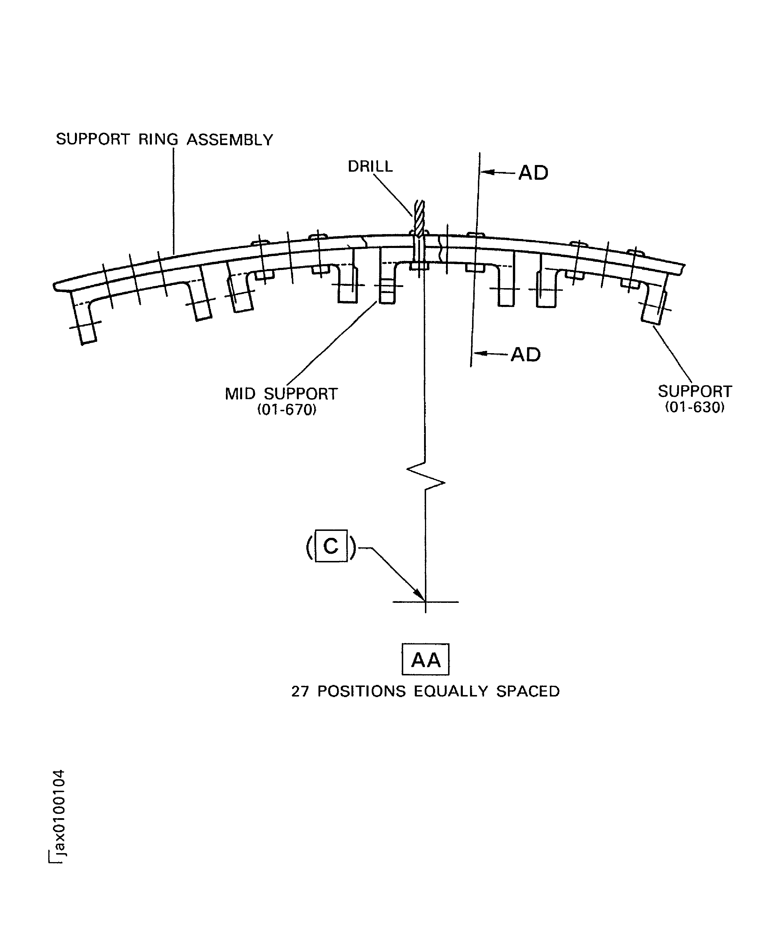 Replace the mid support of the support ring assembly - Assembly B