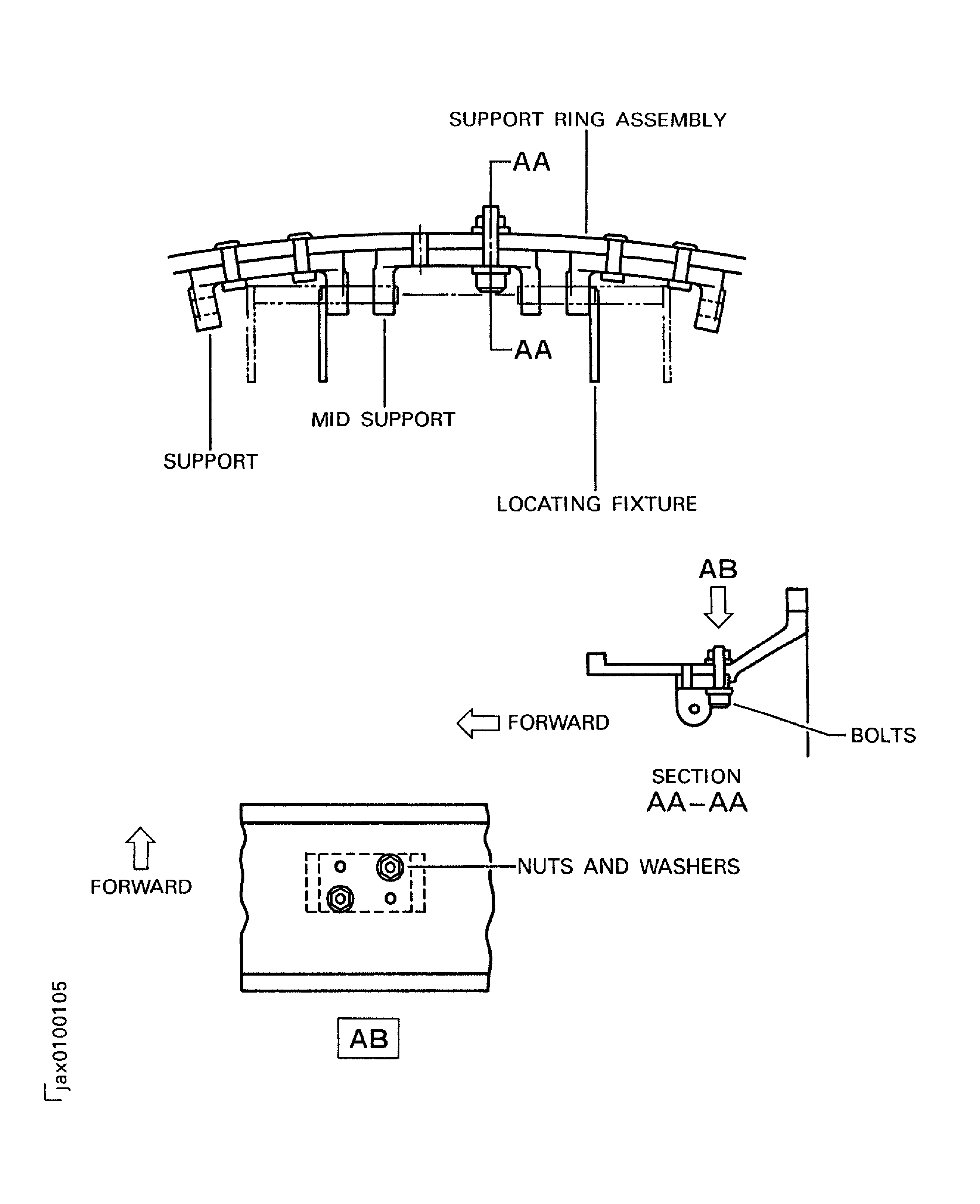Replace the mid support of the support ring assembly - Assembly B